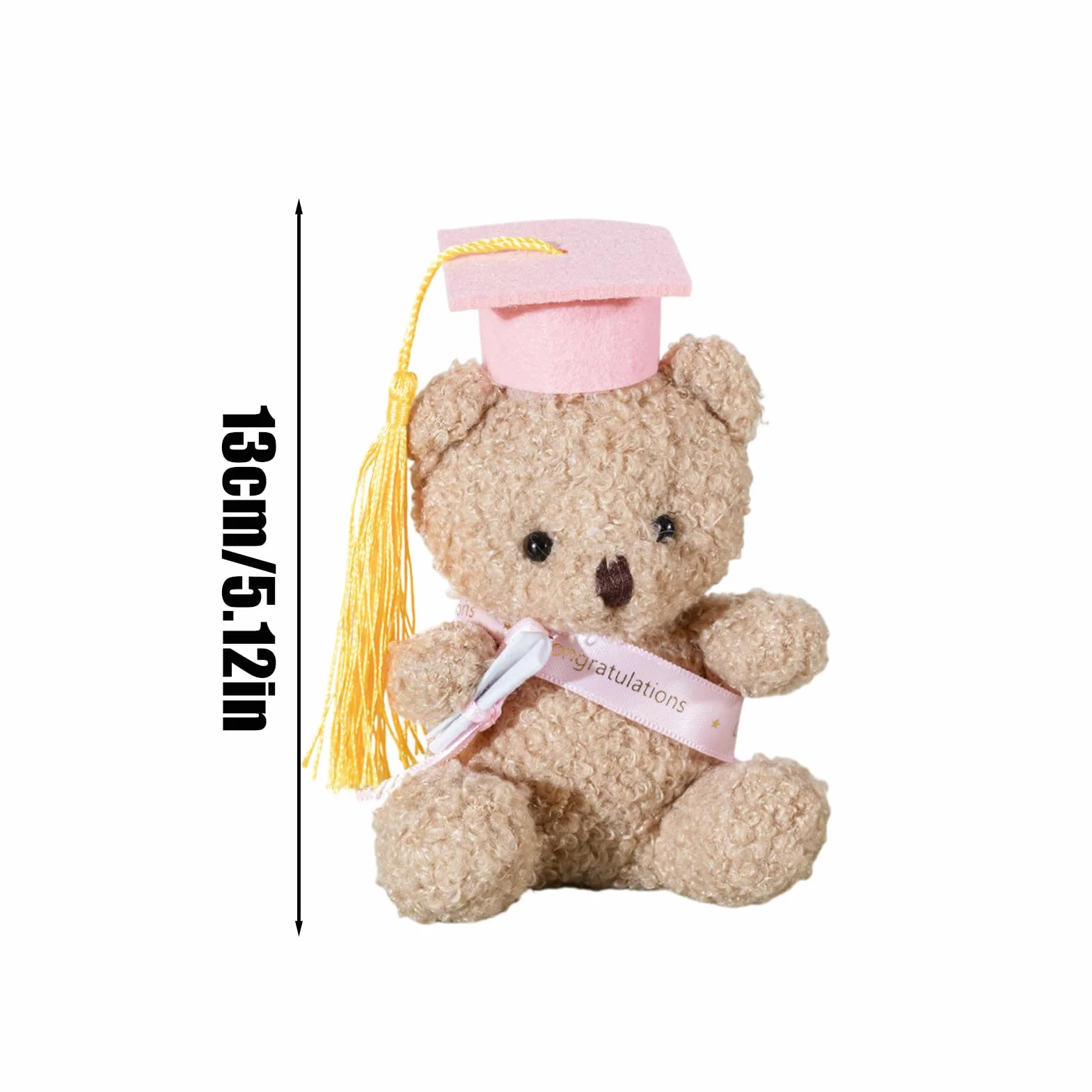Graduation Bear, 5.1-Inch Plush with Cap Diploma Stuffed Animal, Adorable Souvenir, Cute Desktop Ornament, for Kindergarten, High School, College Celebrations