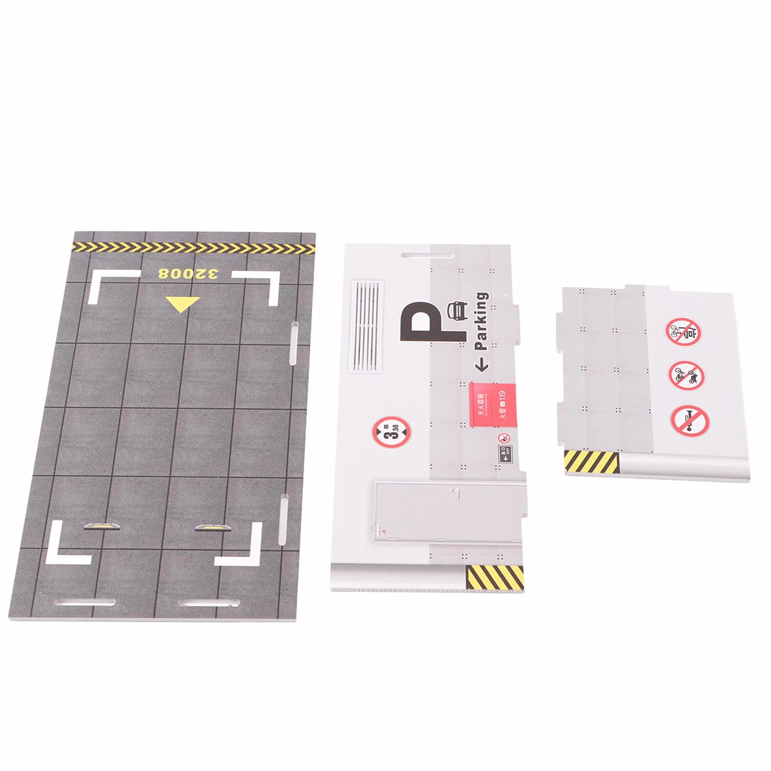 3 szt. Model Parkingu, Model Parkingu w Skali 1:32 Innowacyjna Symulacja PVC łatwy montaż Projekt do Kolekcji (Model parkingu)