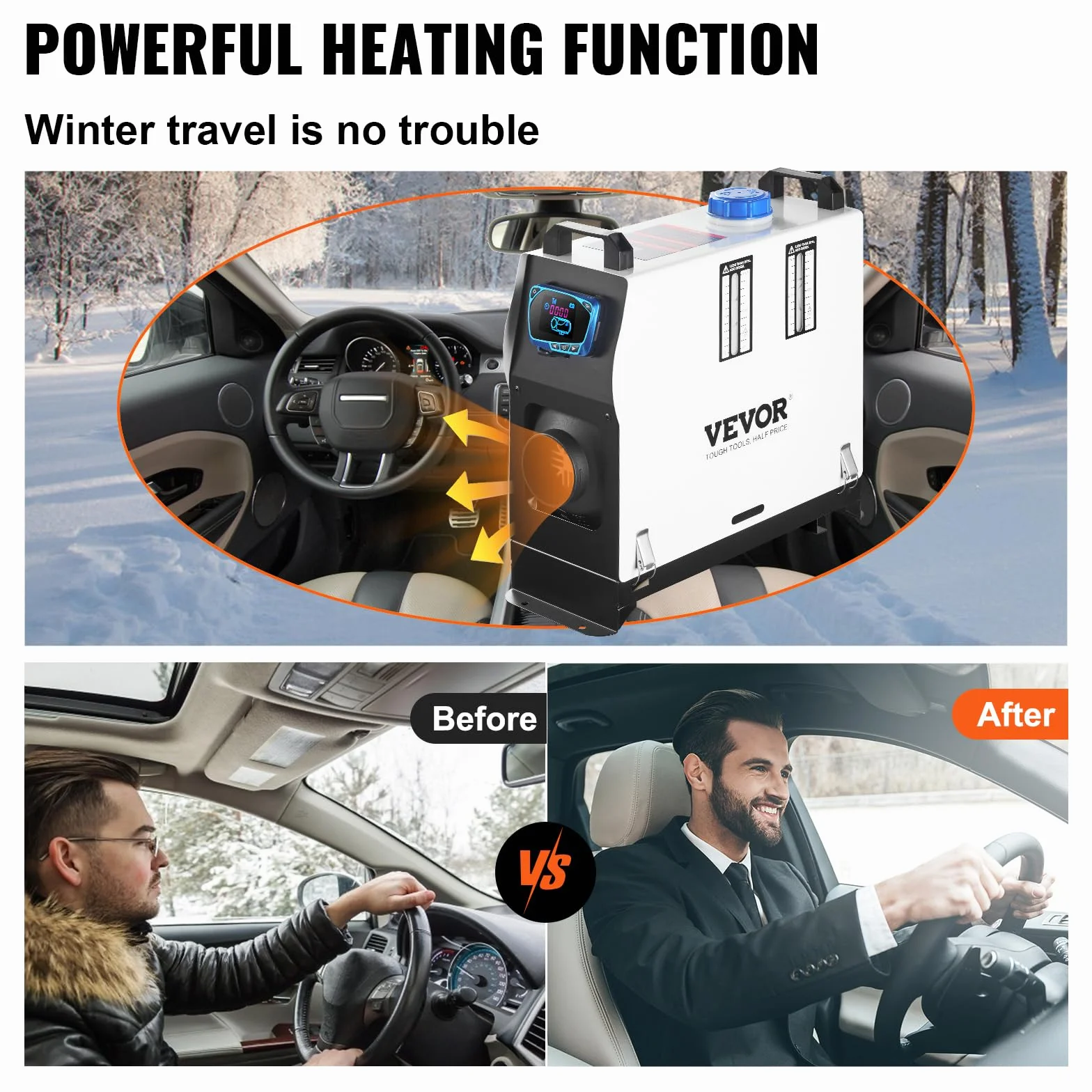 VEVOR Podgrzewacz powietrza na olej napędowy 12 V 8 kW z ekranem LCD