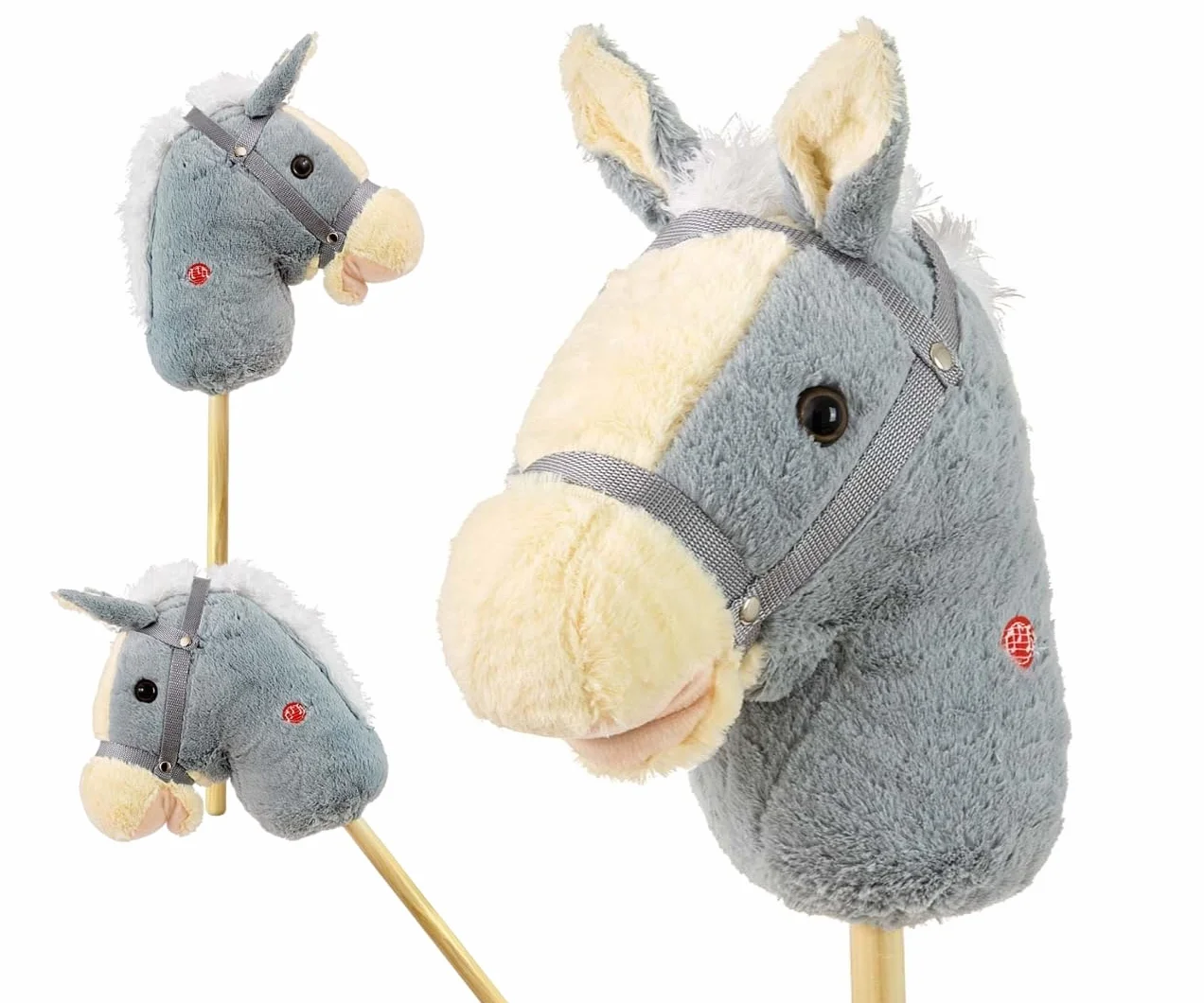 Milly Mally Hobby Koń na Kiju Light Pink hobby horse zabawka dla dzieci 18m+ (Grey)