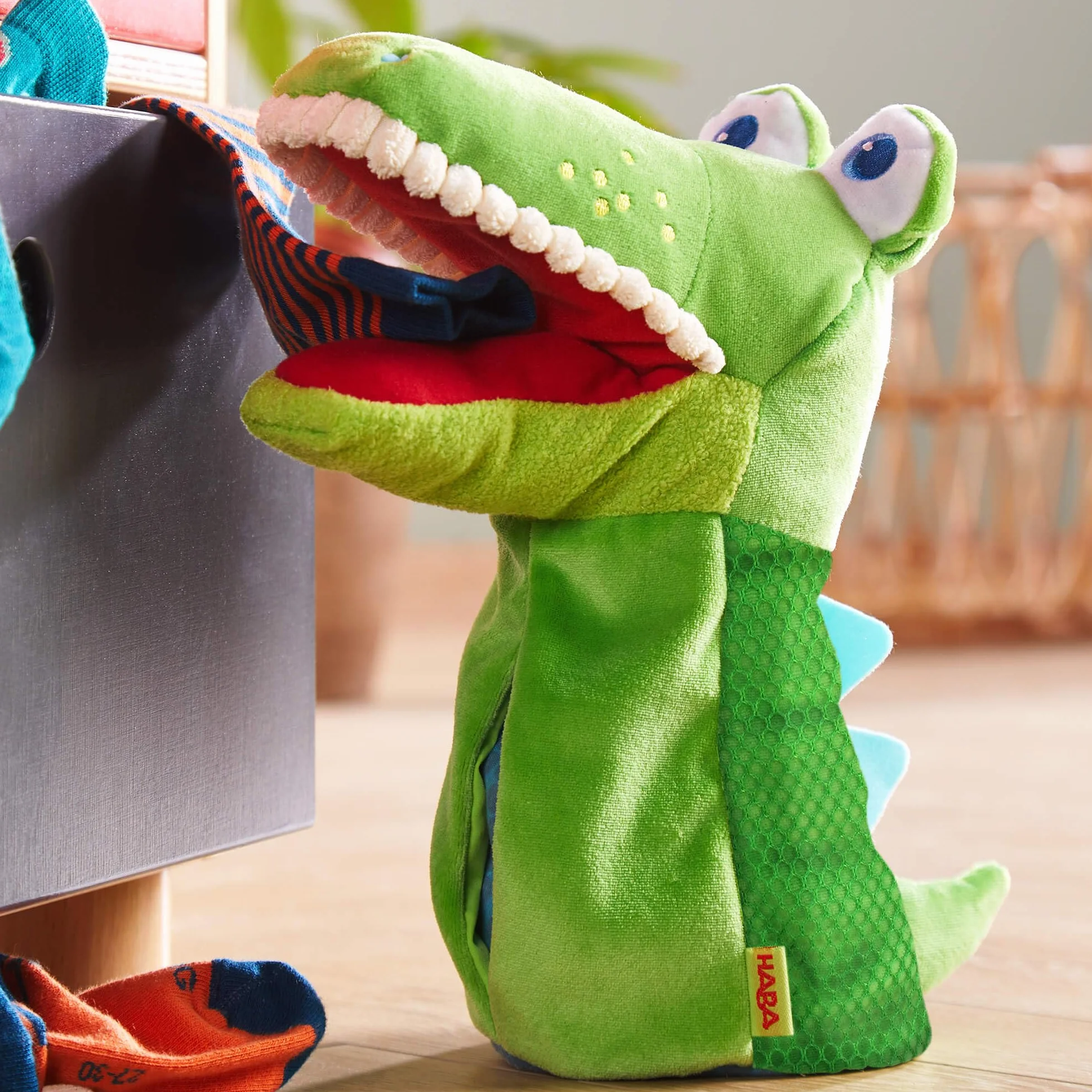 Handpuppe Allesfresser Kroko