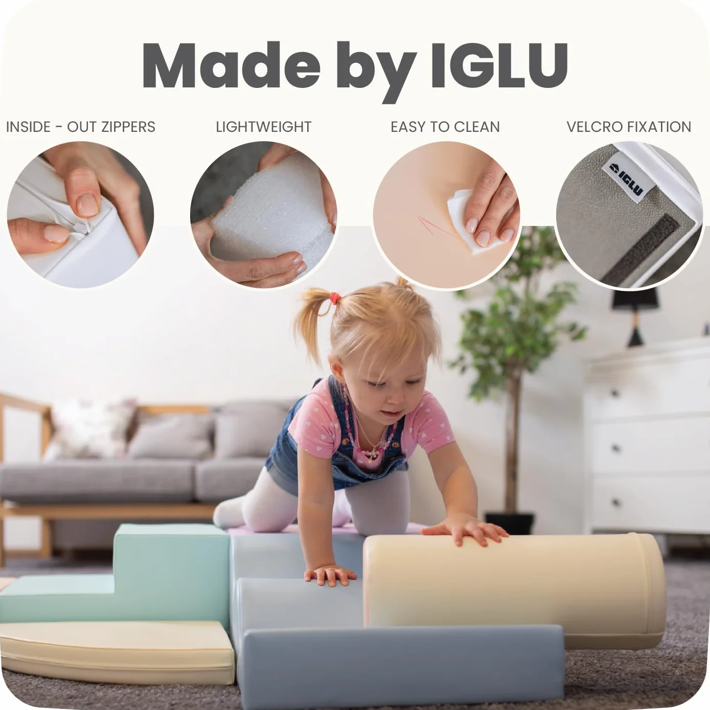 IGLU Soft Play - Miękkie Klocki Piankowe Do Zabawy I Wspinania Się - Idealne Do Raczkowania Ślizgania Budynek Się I Innych Aktywności Fizycznych - 5 kształtów XL