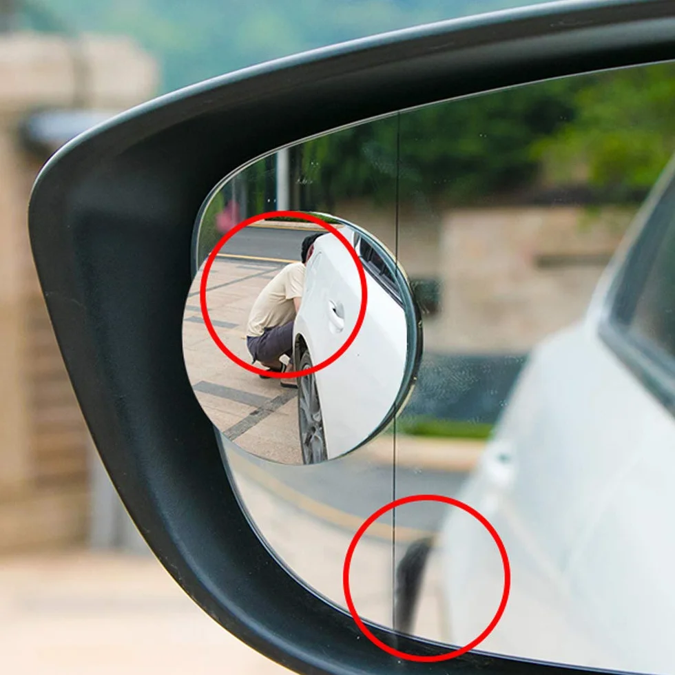 Spurtar Lusterka martwego punktu do samochodów 2 szt. owalne szkło HD wypukłe soczewki bez ramy 360° regulowany klej wodoodporne lusterka wsteczne do samochodu auto SUV-a furgonetek i większych