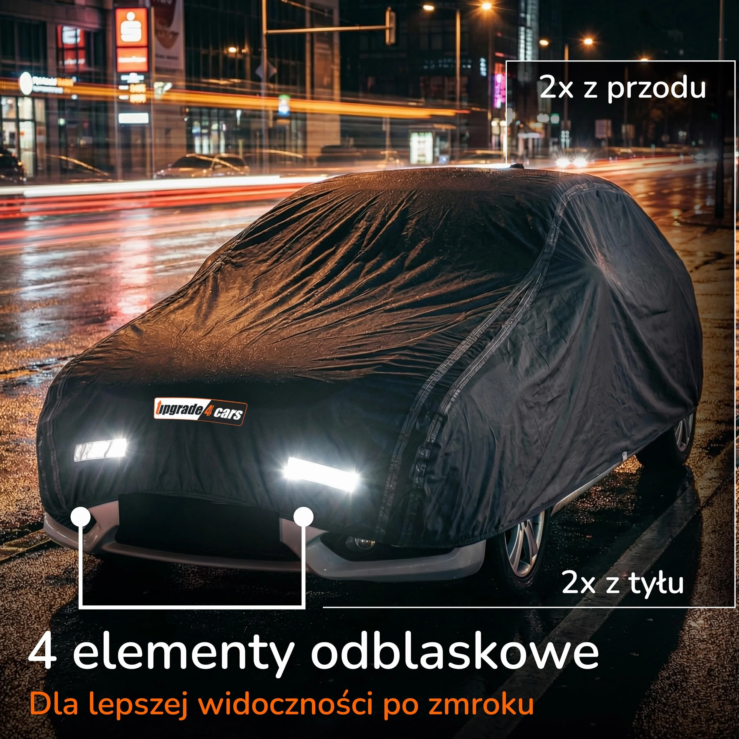 Upgrade4cars Premium Plandeka na Samochód Zewnętrzna Pełna Osłona Wodoodporna 2026 | Pokrowiec na Samochód Całoroczny | Plandeka Uniwersalna Osobowy - M+ (460x185x120 cm)