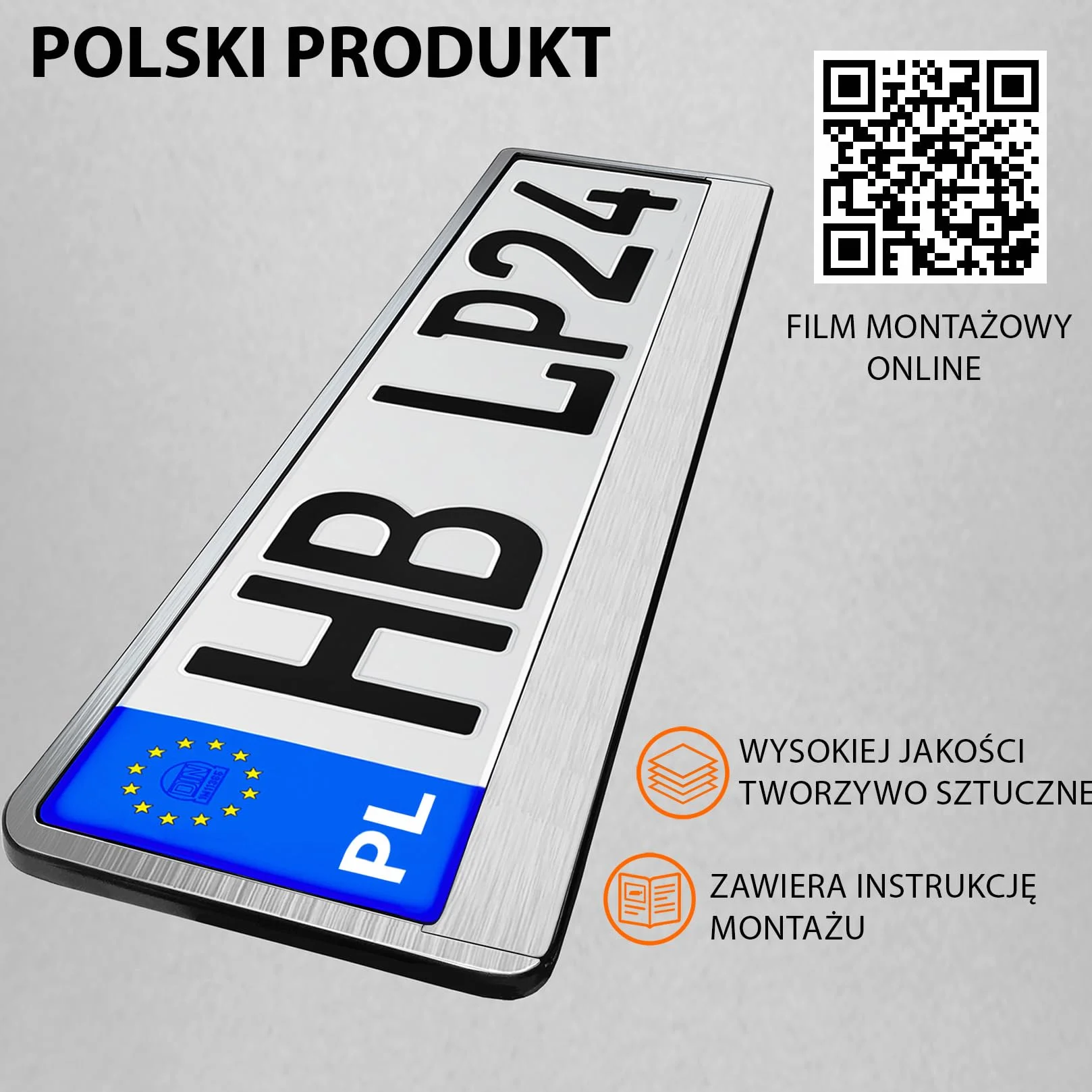 Uchwyt tablicy rejestracyjnej 520x110 mm chrom czesany 2 szt. Ramka do tablic rejestracyjnych
