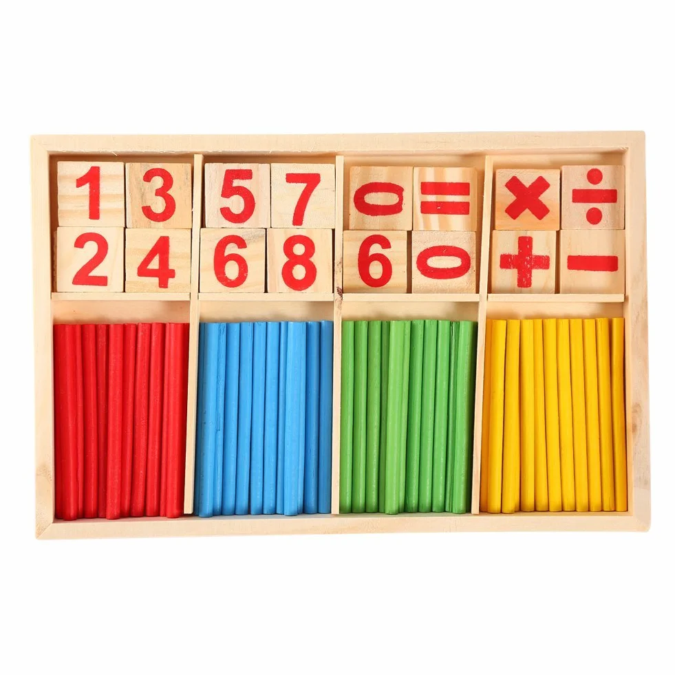 Kolorowe drewniane zabawki dla dzieci, zabawki do matematyki, zabawki edukacyjne, klocki, pręty liczące, drewniana inteligencja matematyczna, wielokolorowa