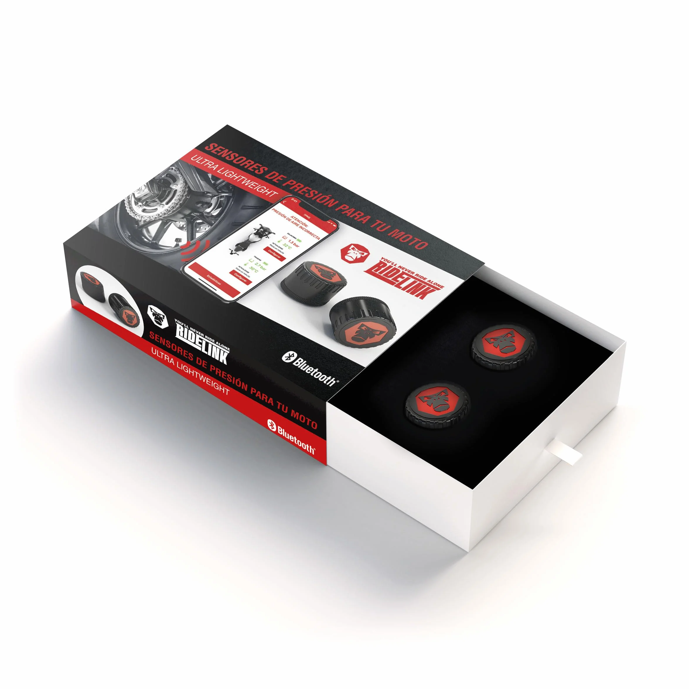 RDKS czujniki – precyzyjny system kontroli temperatury i ciśnienia w oponach motocyklowych, 2 x TPMS czujnik ciśnienia w oponach 3,5", Bluetooth 5.0, nawigacja, śledzenie, planowanie trasy,