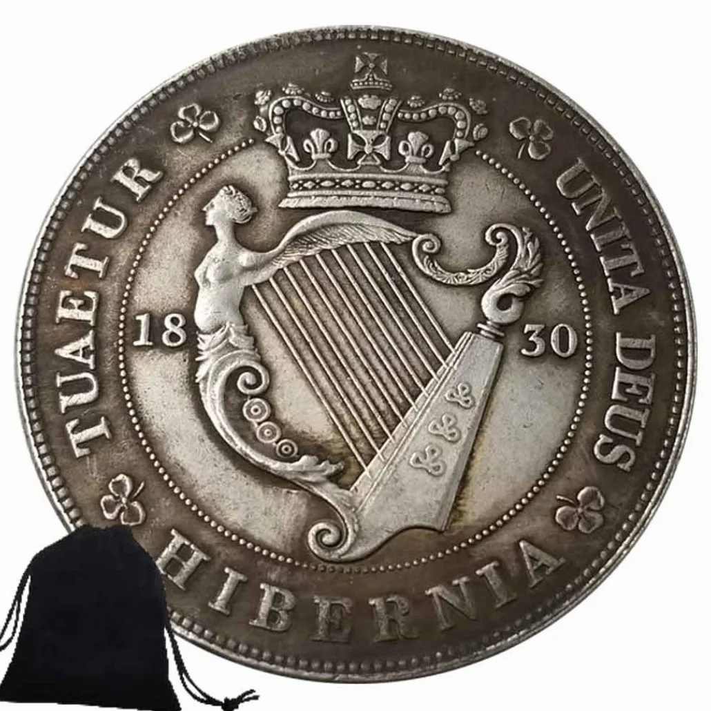 1830 Wielka Brytania Old Coin - brytyjska korona George IV walijskie stare monety - pamiątkowe monety niklowe - rzeźbiona sztuka dla przyjaciół + torba na prezent KaiKBax ulubiony prezent