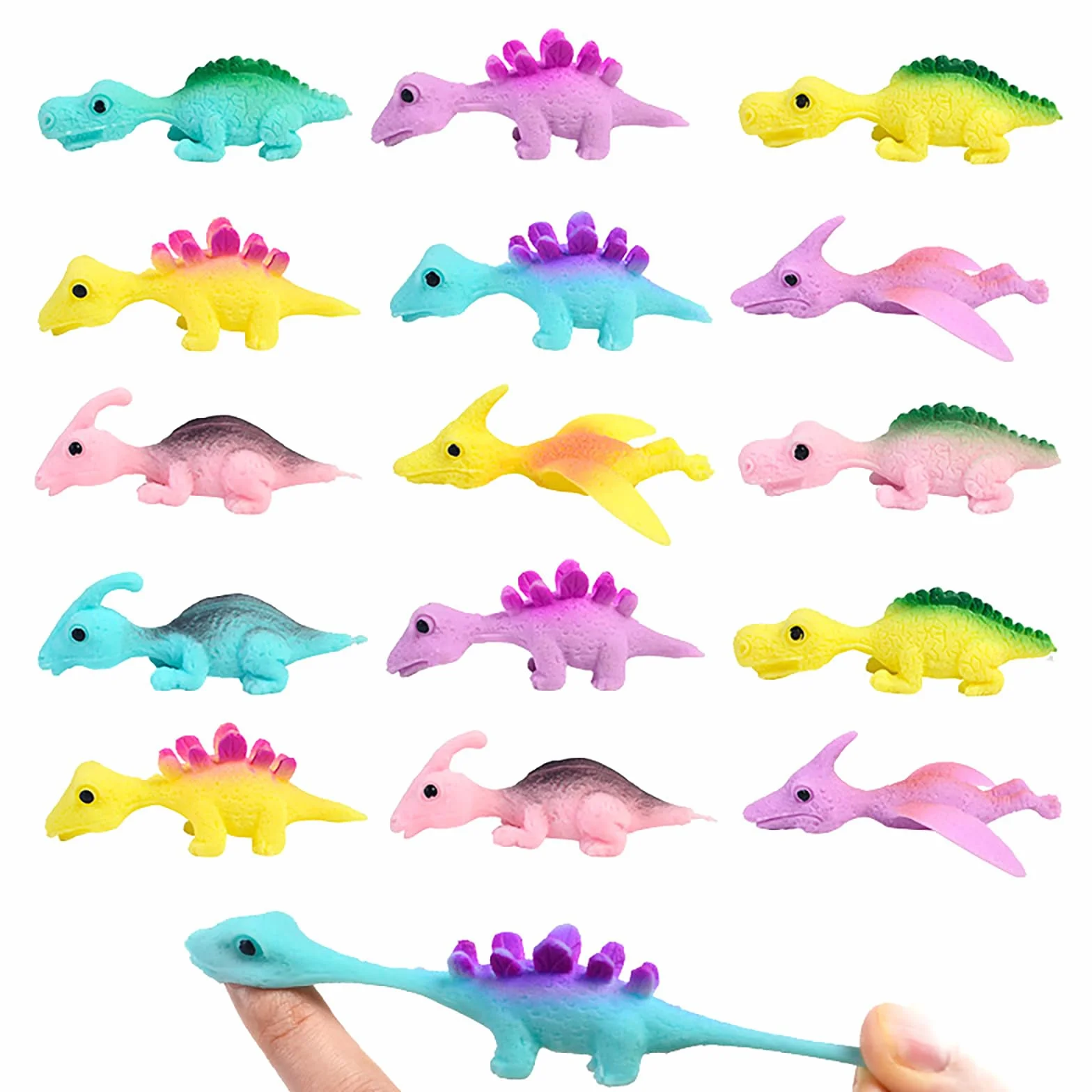 25 sztuk procy dinozaurów, zabawka na palec dinozaura, elastyczne, latające palce, dinozaury, zabawki na imprezę dla dzieci (kolor losowy)