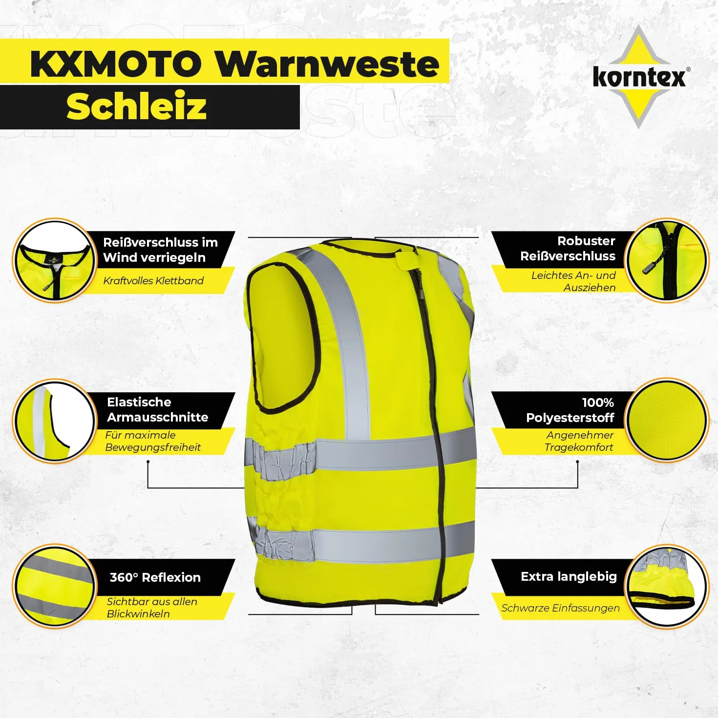 Korntex Hi-Vis Kamizelka motocyklowa sygnałowa żółta L