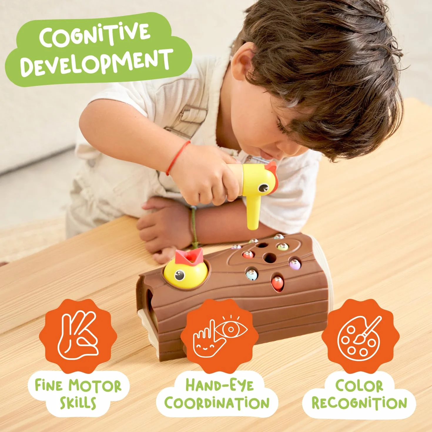 Nene Toys Zestaw Edukacyjnych Drewnianych Zabawek Magnetycznych dla Dzieci w Wieku 2 3 4 lat – Zabawki dla Dzieci z Kolorami, które Rozwijają Umiejętności Poznawcze, Fizyczne i Emocjonalne