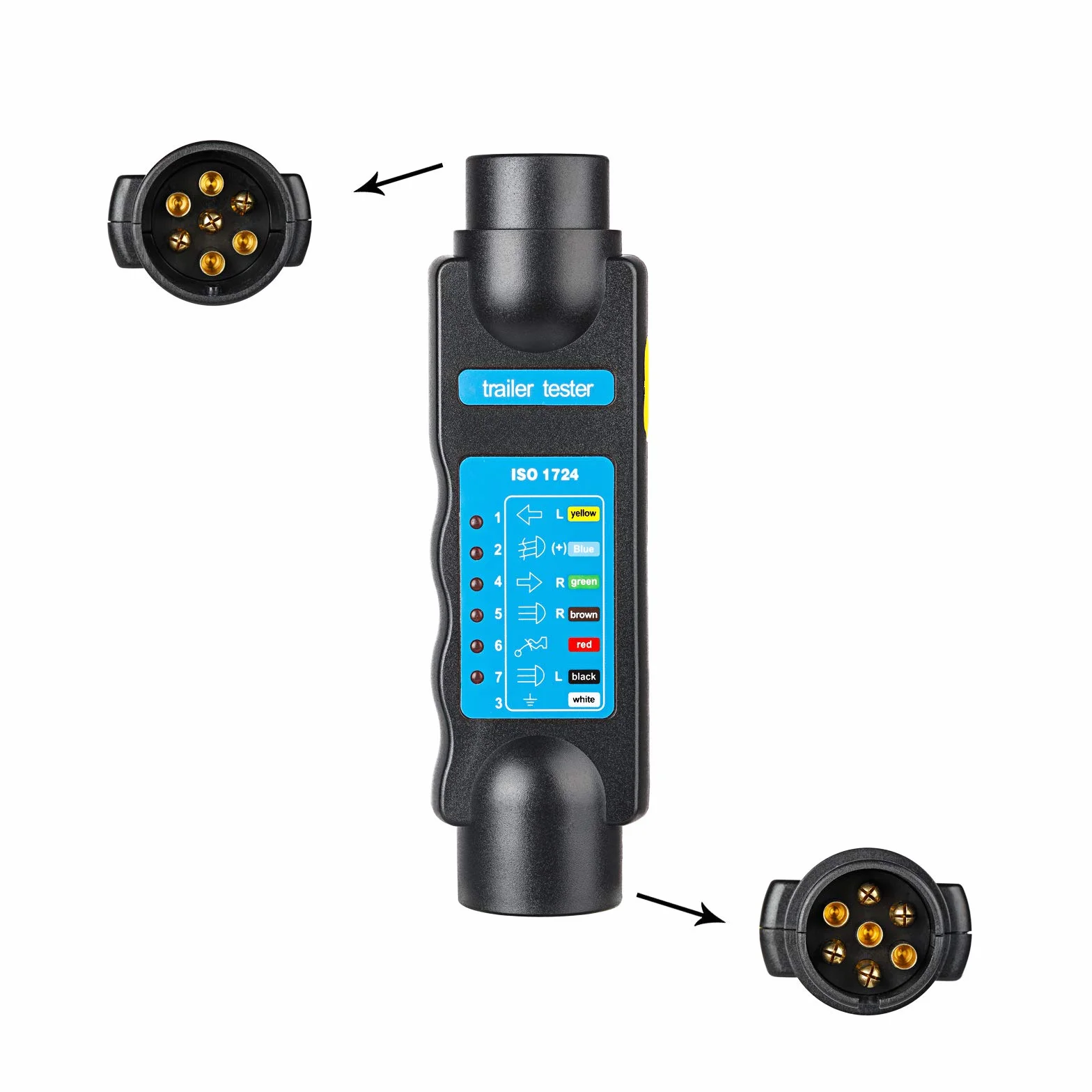 7-pinowy tester gniazda wtykowego przyczepy, 12 V 7-pinowe złącze światła przyczepy, kabel, okablowanie, obwód, narzędzia do testowania diagnostycznego, do przyczep kempingowych, kamperów