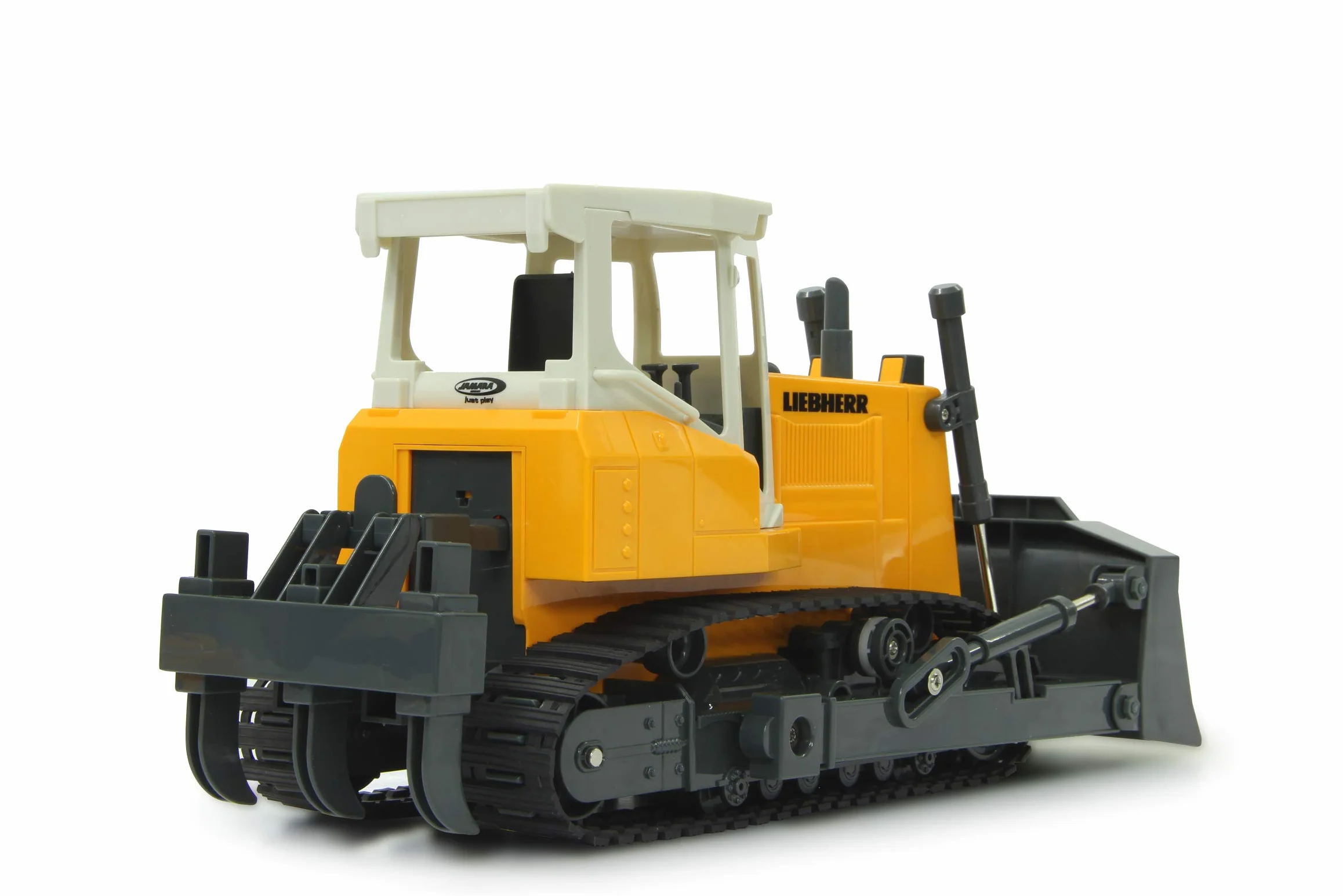 Gąsienica planierska Liebherr 1:20 2,4 GHz – programowalne funkcje, realistyczny dźwięk silnika (z możliwością wyłączenia), łopatka podnoszenie/opuszczanie, wertykulator w górę/w dół (ręczny)