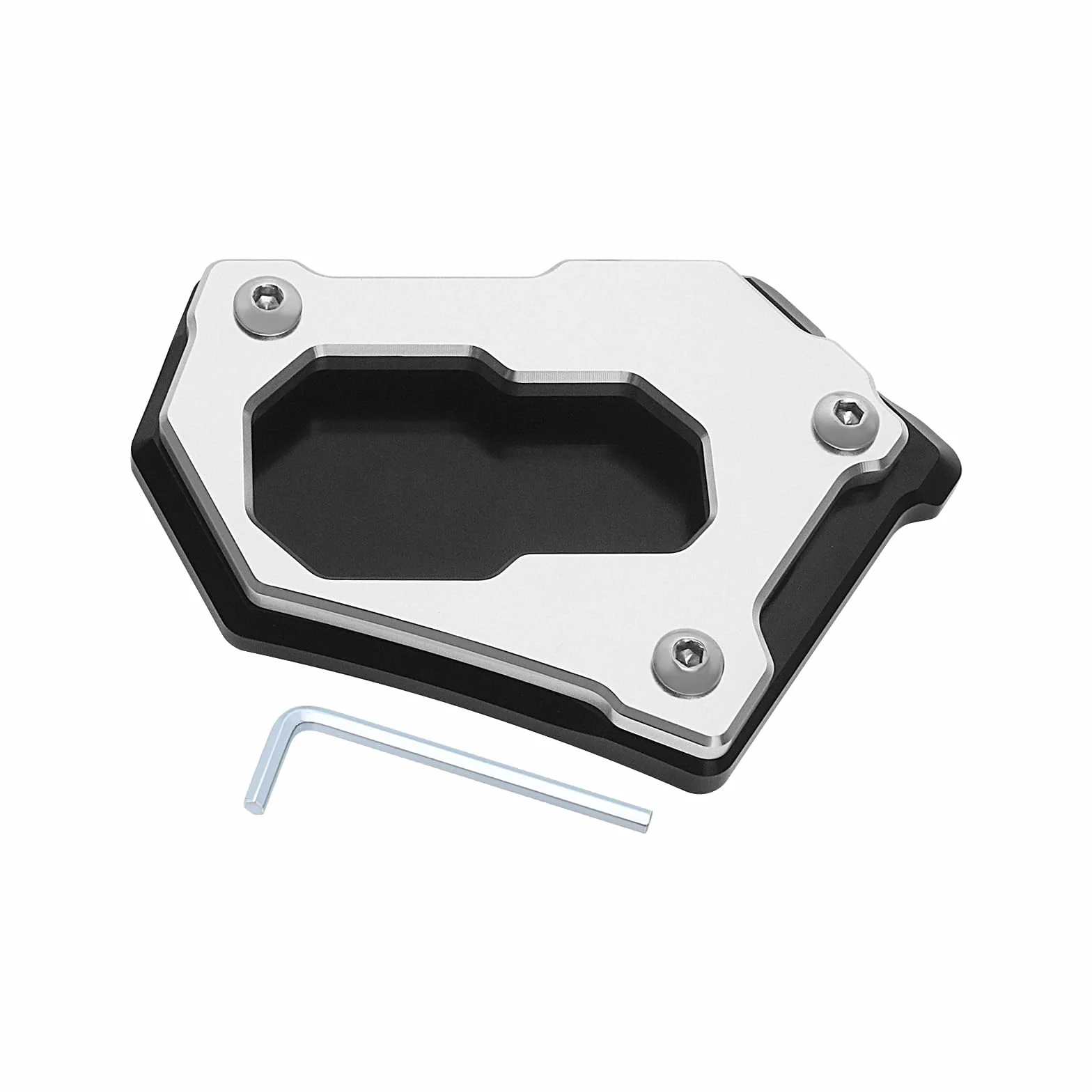 ECSiNG CNC Motocyklowa podpórka boczna p?yta przed?u?aj?ca podpórk? z uchwytem sze?ciok?tnym stop aluminium kompatybilny z BMW R1250GS Rallye HP/ Adventure 2018-2019 czarny i srebrny