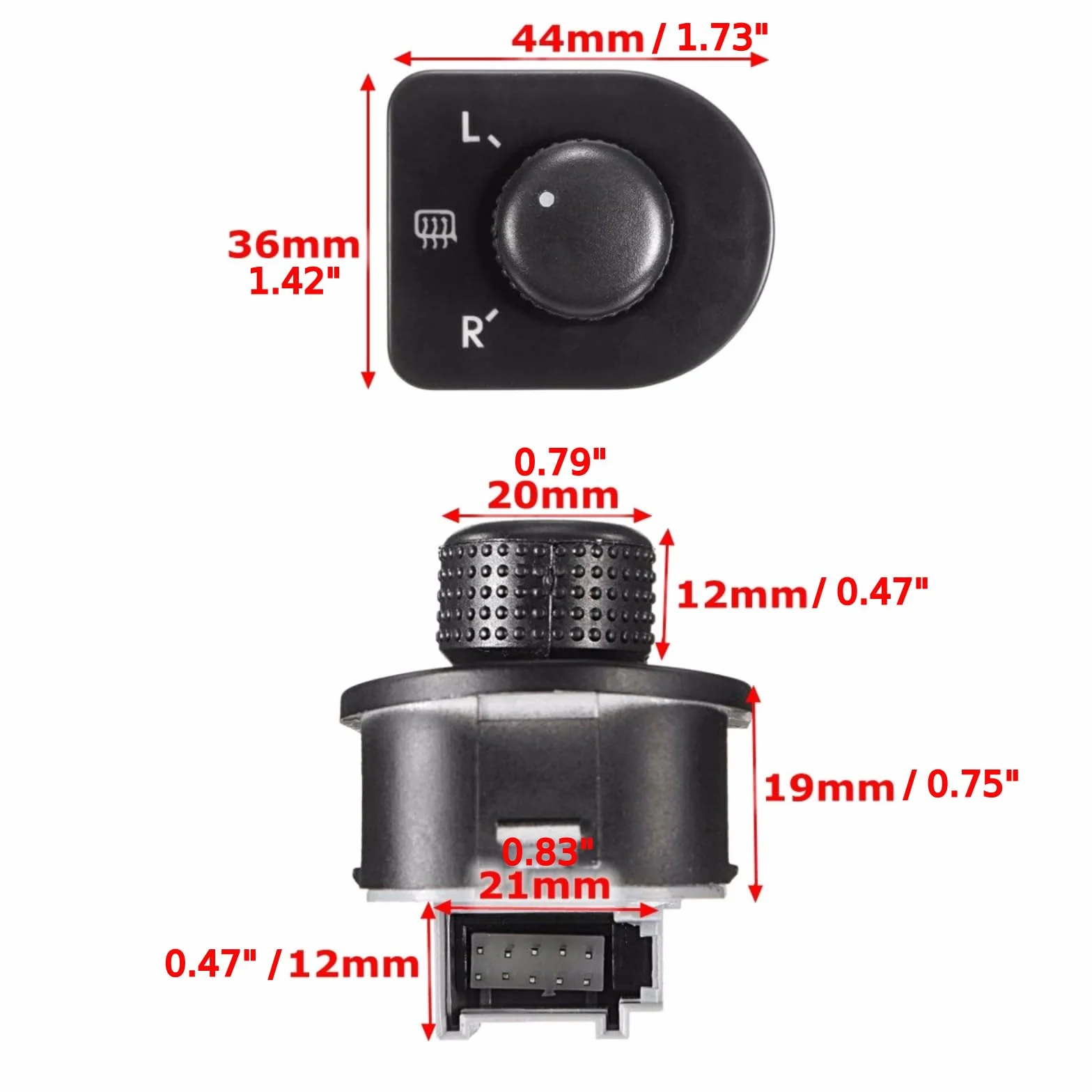 Twowinds Przycisk lusterka wstecznego kompatybilny VW Jetta Golf 4 Passat 1998-2004 New Beetle 1998-2006 Drzwi przednie lewe strona kierowcy 1J1959565F