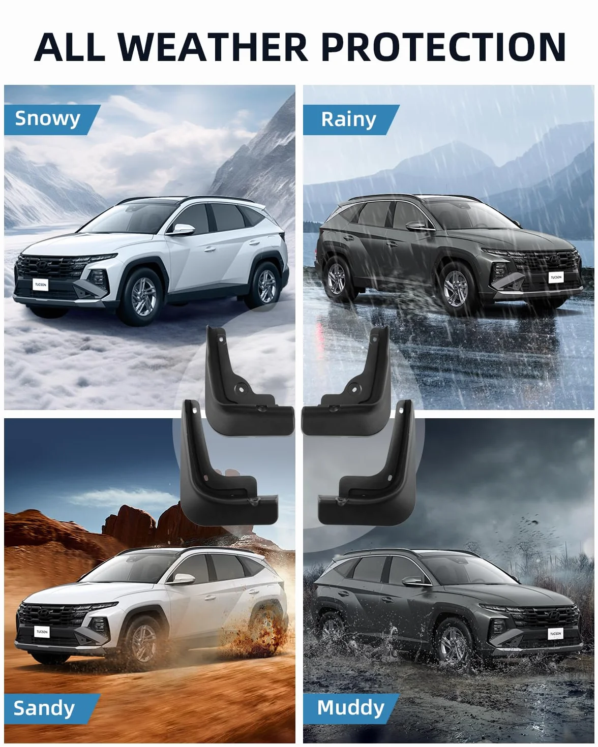 Chlapacze dla Hyundai Tucson NX4 2025 2026, Błotniki Przednie i Tylne ze Śrubami Montażowymi, Błotniki na Każdą Pogodę Akcesoria Nie Wymaga Wiercenia [4 Sztuki]