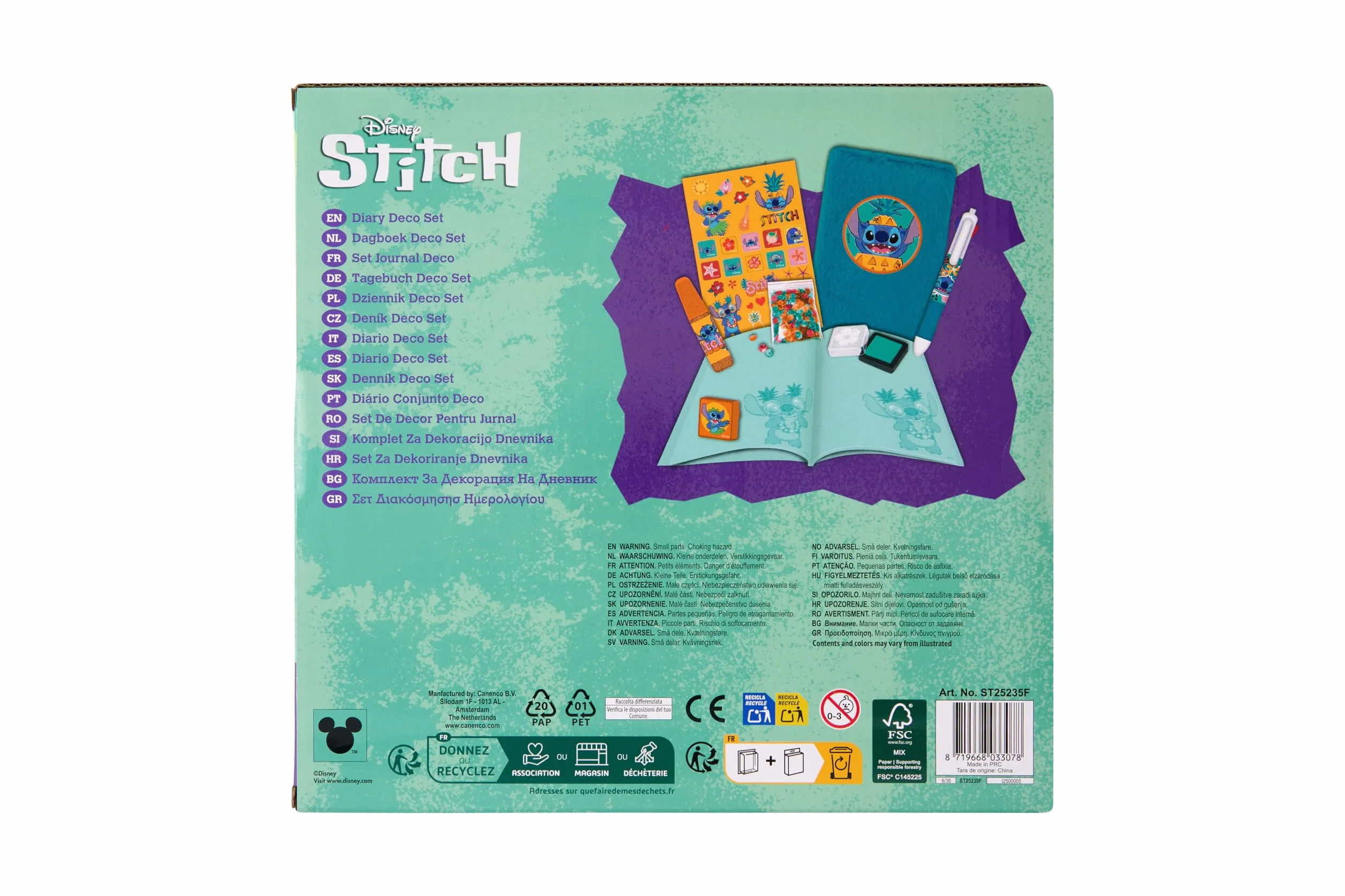 Zestaw do robótek ręcznych z książeczką Stitch | Zestaw do robótek Fluffy dla dzieci od 3 lat | Zestaw do dekoracji DIY z naklejkami, brokatem, stemplami i ołówkami | Zestaw kreatywny dla dziewczynek