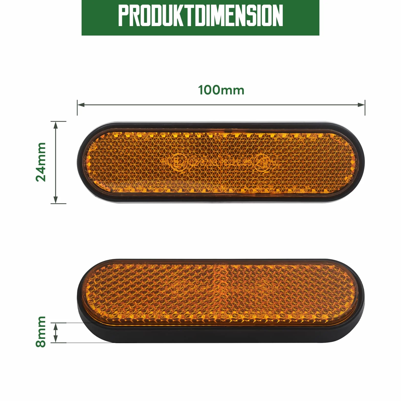 Reflektor boczny samoprzylepny 100x24x8mm Żółty Pomarańczowy E4 do motocykla roweru skutera