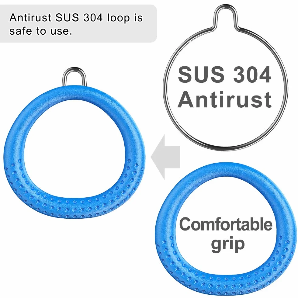 Dolibest SELEWARE 2 Pack Ninja Gymnastics Rings, Monkey Ring, Outdoor Backyard Ninja Accessory Set, Swing Bar Rings, Obstacle Track for Training Equipment for Children, 1000 lb Capacity