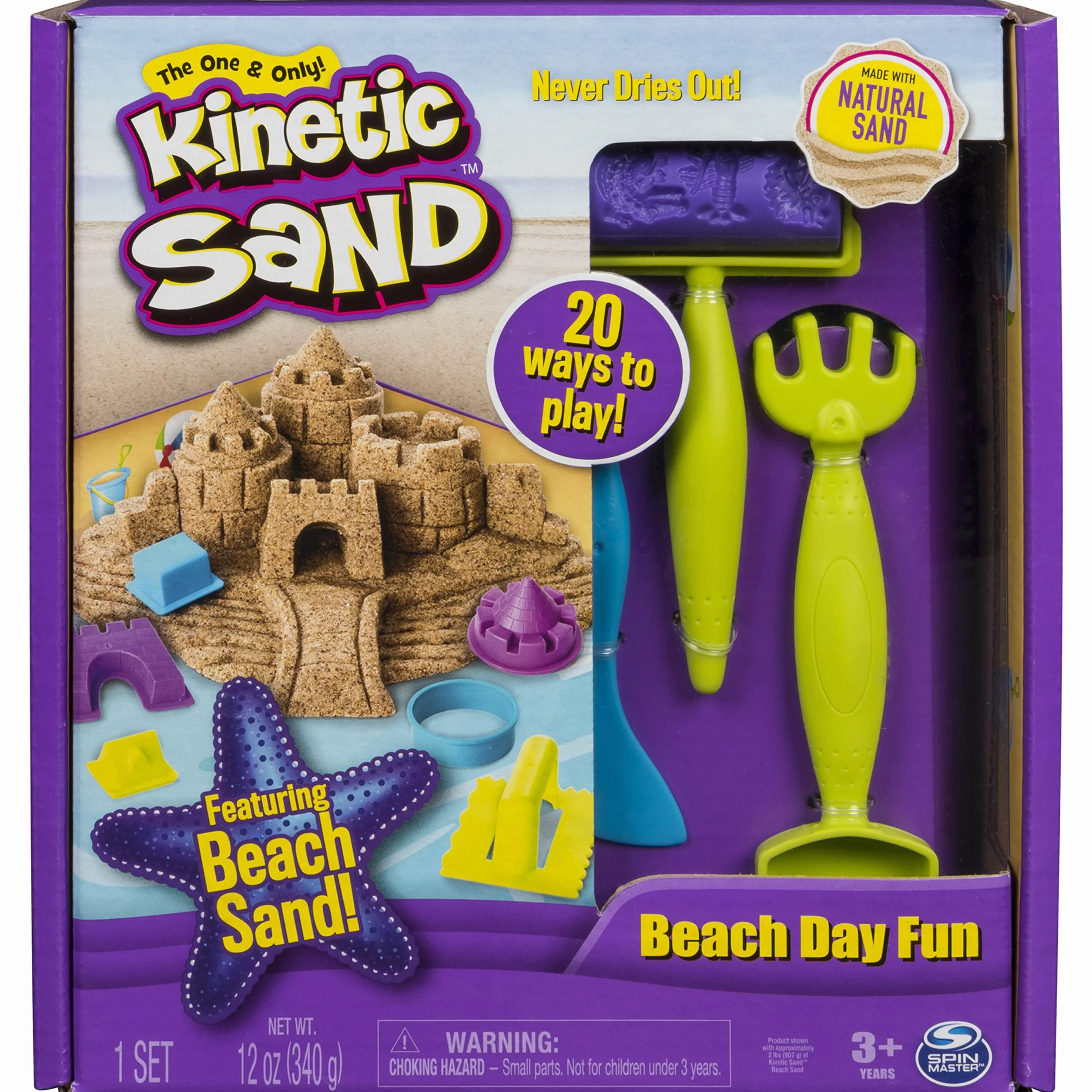 Kinetic Sand, Zabawa na plaży, piasek kinetyczny z foremkami, dla dzieci od 3 lat