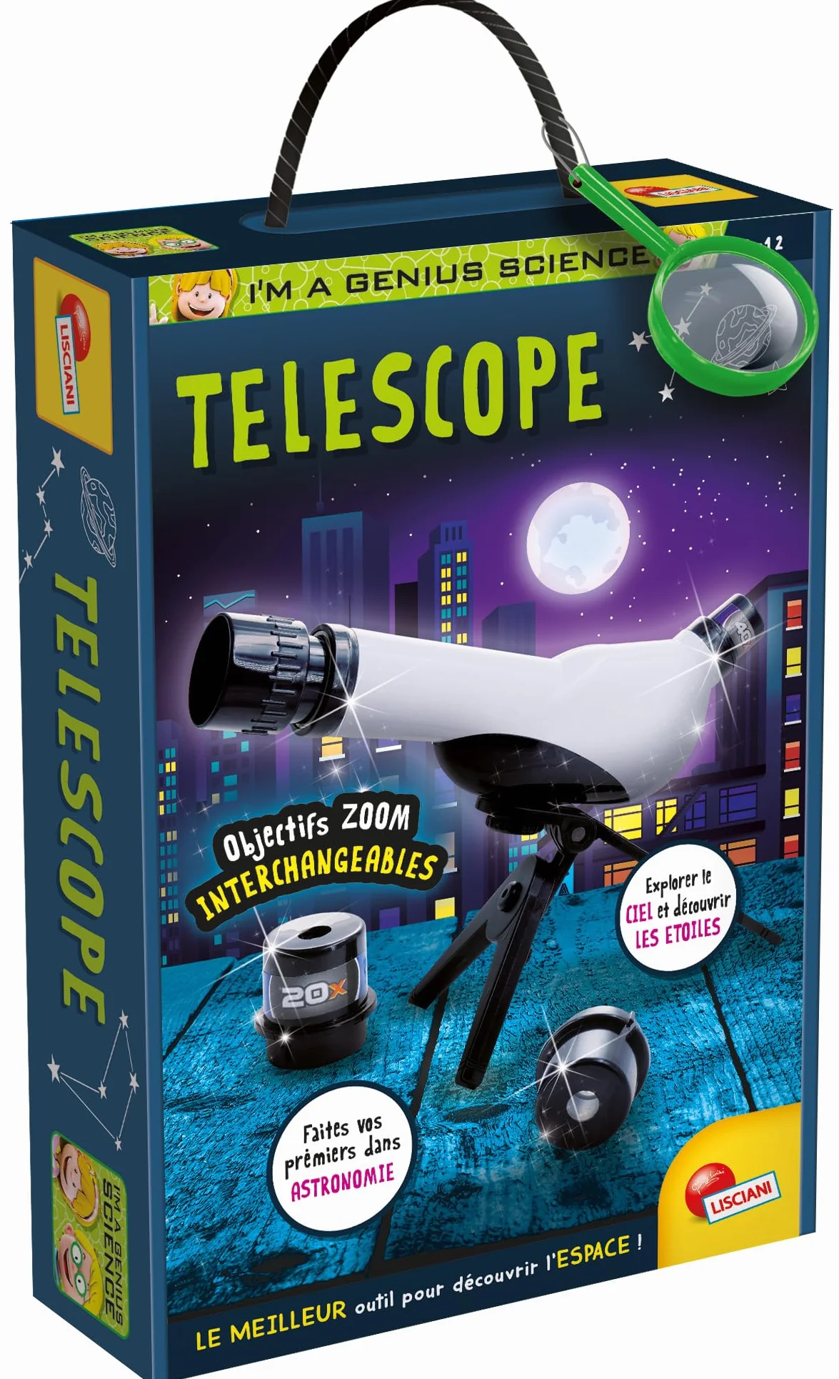 Lisciani - I'm A Genius - Teleskop dla dzieci od 7 lat - Gra edukacyjna Astronomia - Obserwacja Gwiazd i Przyrody - Zoom x20x30x40 - Pomysł na prezent urodzinowy - Eksperymenty naukowe