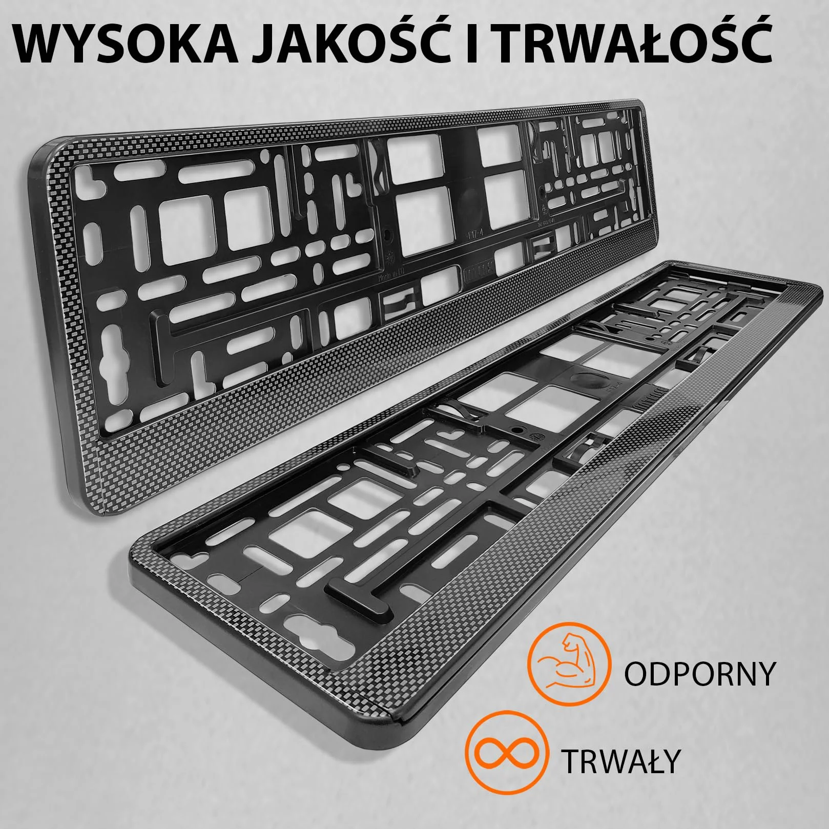 Uchwyt tablicy rejestracyjnej carbon look 520x110 mm Ramka do tablic rejestracyjnych dla polskich tablic PL