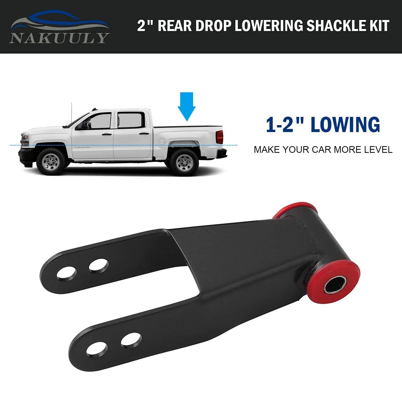 Zestaw zawieszenia tylnego opuszczania 2-calowy szekla do Chevy GMC C1500 C2500 1988-2019 Silverado Sierra 1500