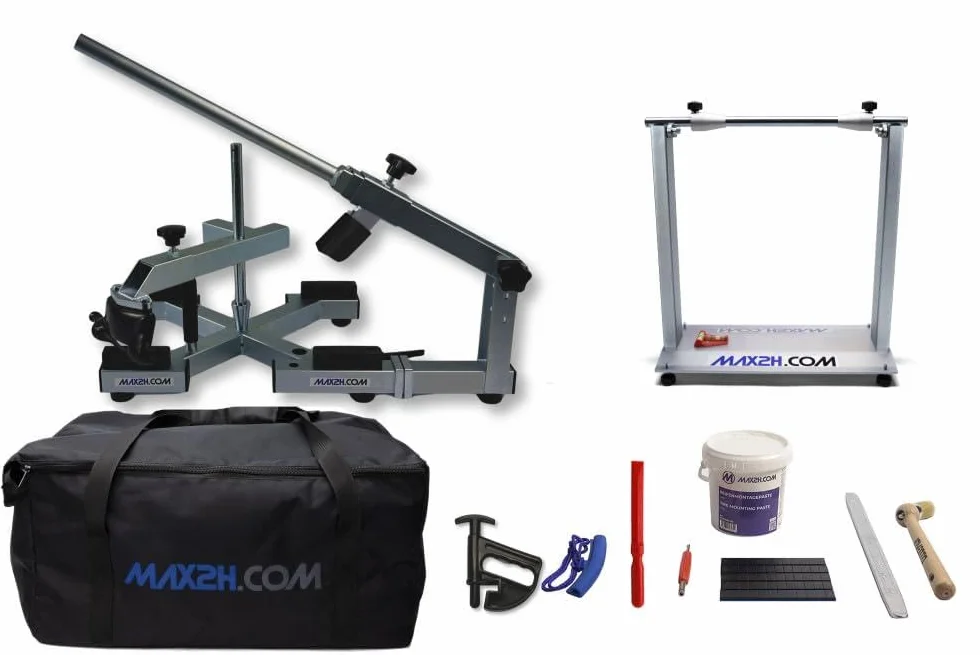 MAX2H® MG-X Plus urządzenie do montażu opon z koziołkiem wyważeniowym Plus, pakiet startowy (masa kleju) i torba