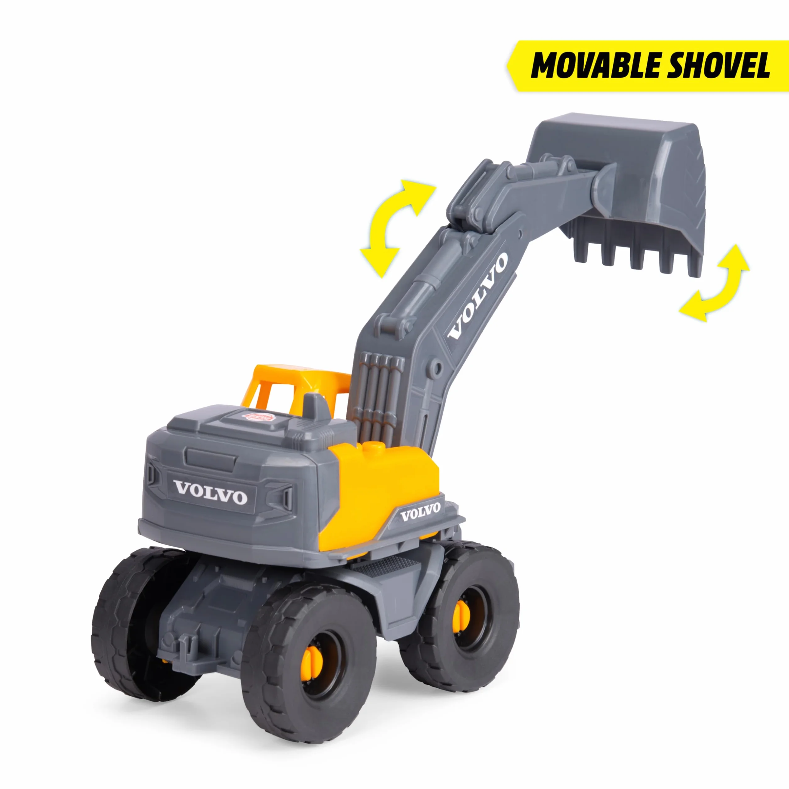 Dickie Toys - Volvo Bagger Tough Excavator (26 cm) - zabawkowa koparka łopatkowa dla dzieci od 3 lat z wolnym biegiem, ruchomym ramieniem i szuflą, nadaje się jako zabawka do piasku