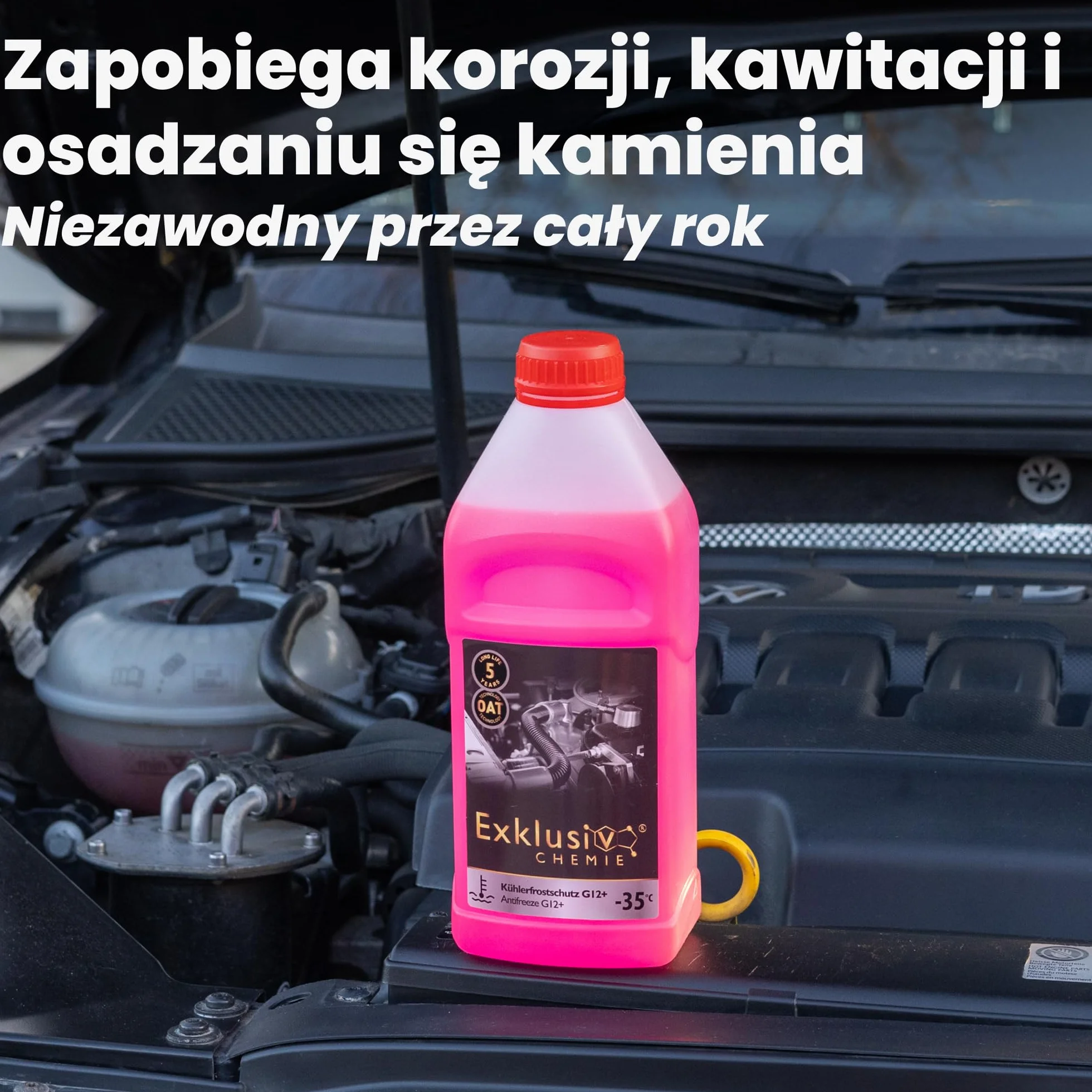 Exklusiv Chemie® G12+ płyn zapobiegający zamarzaniu chłodnicy | G12+ Płyn do chłodnic samochodowych | Gotowy do użycia | 1000ml