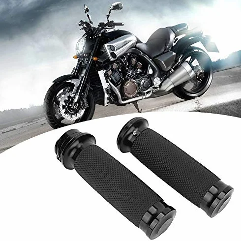 Chwyty kierownicy Suuonee, 1 para uniwersalnych manetek motocyklowych 25 mm Aluminium + guma antypo?lizgowa [srebrna]