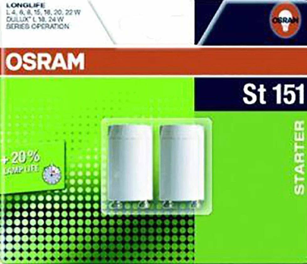OSRAM Rozrusznik 151 o długiej żywotności/do niezależnego połączenia rur fluorescencyjnych / 2 sztuki