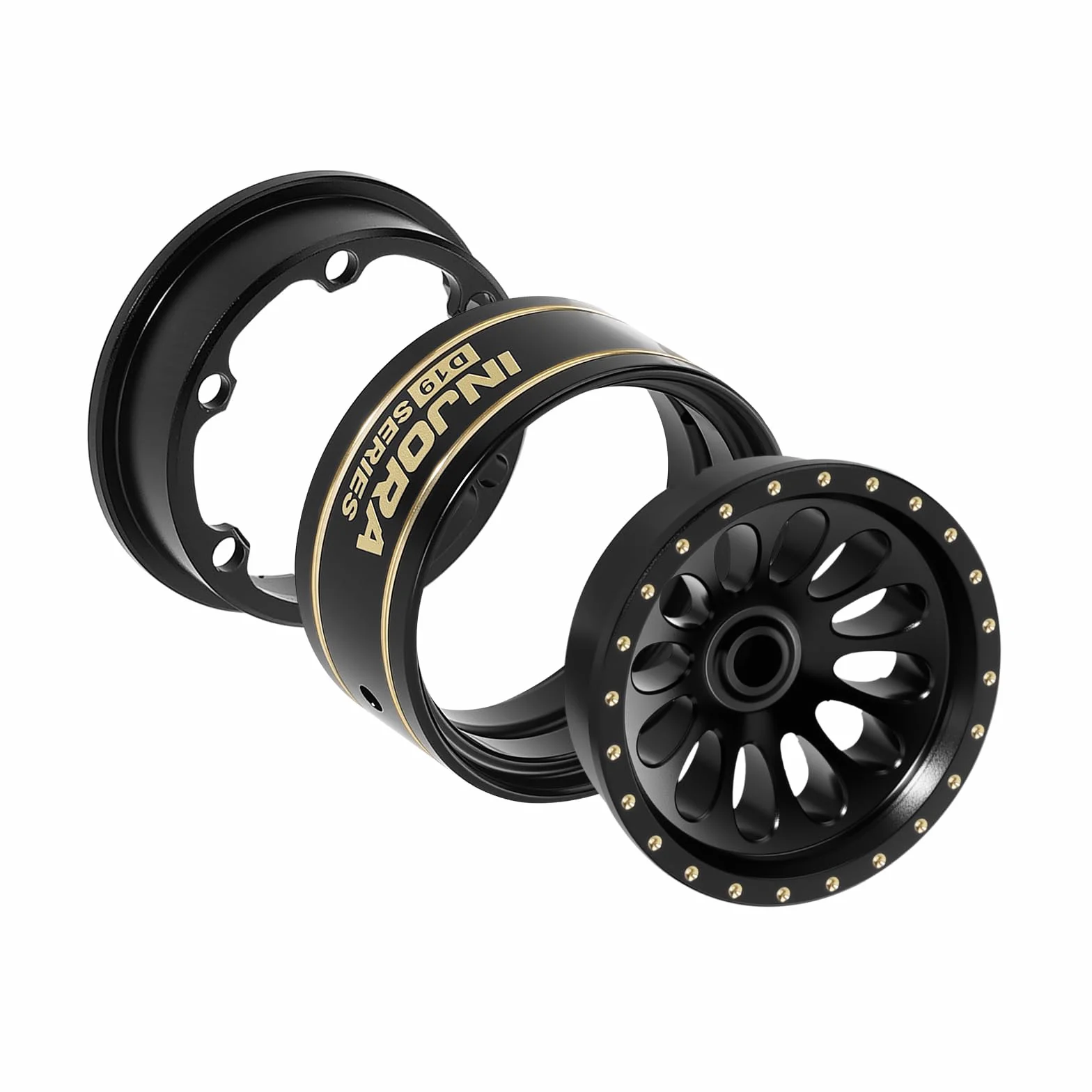 INJORA D19 Ripple 0,7" zamiatanie kół z mosiądzu, powlekane, do 1/30 osiowych SCX30 (W7005)