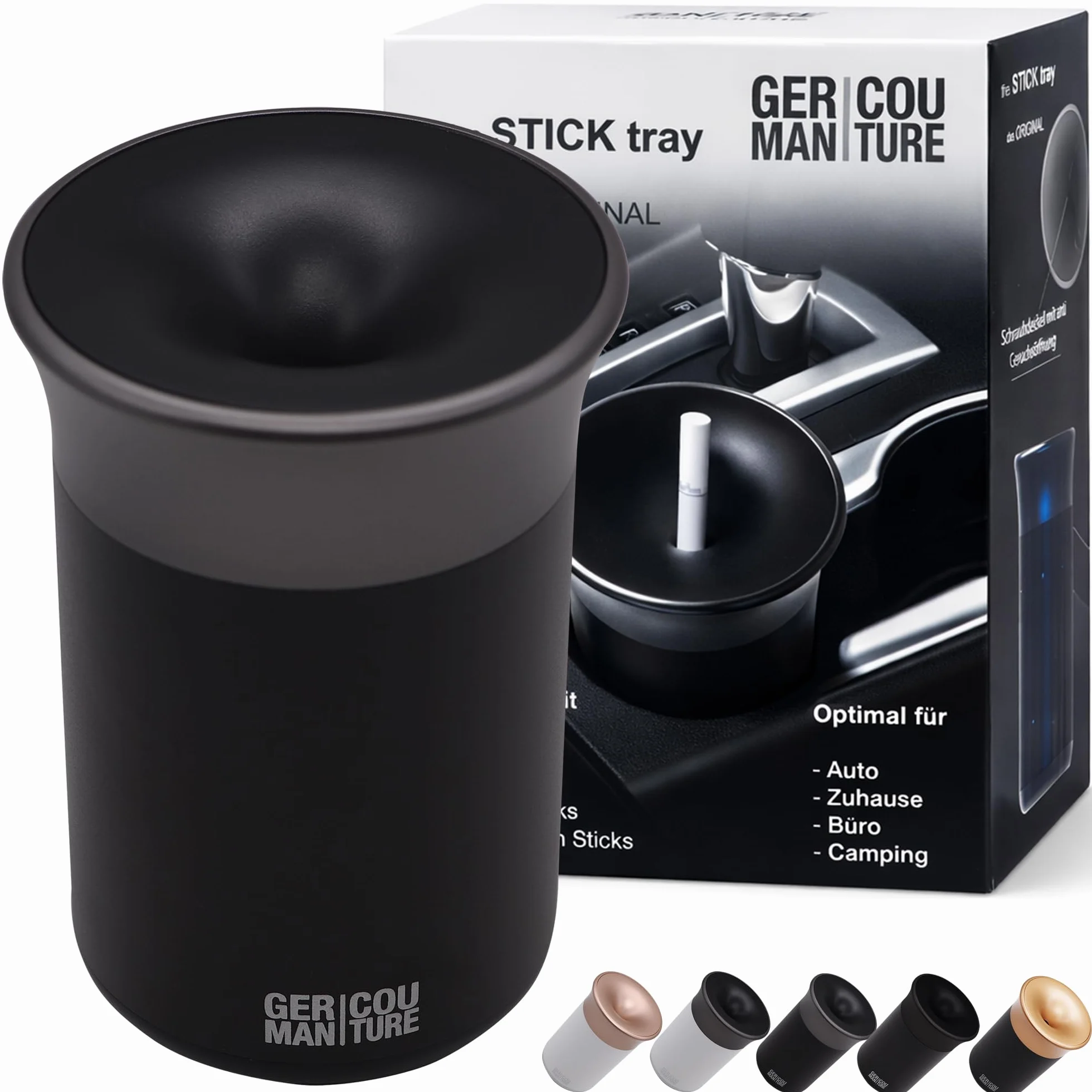 Popielniczka GC Stick Tray kompatybilna z Iqos 3 Akcesoria Duo Heets Iluma Terea Glo Neo-Sticks do samochodu Biura i Domu, ORYGINALNA Czarna/Szary