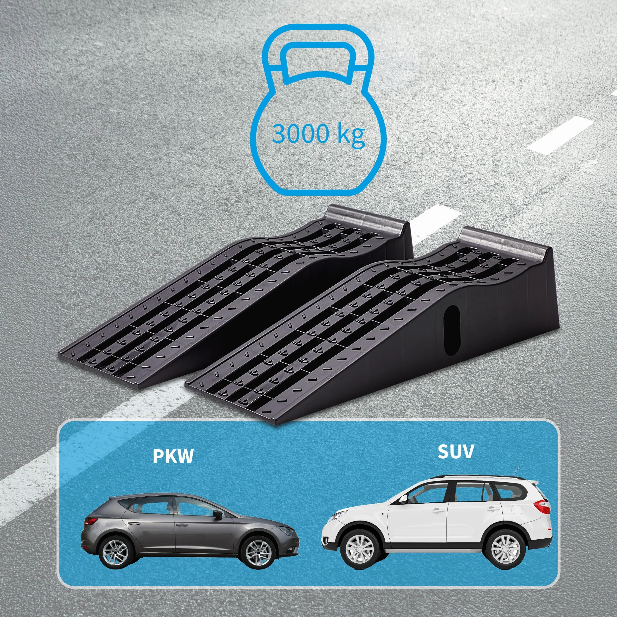 Cartrend Zestaw ramp najazdowych 3 tony 235 mm tworzywo sztuczne 2 sztuki