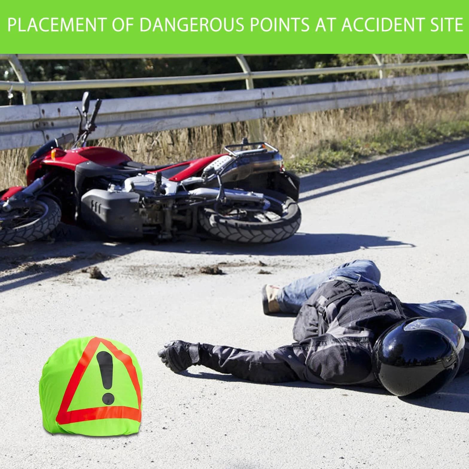 Trójkąt ostrzegawczy na kask motocyklowy pierwszej pomocy