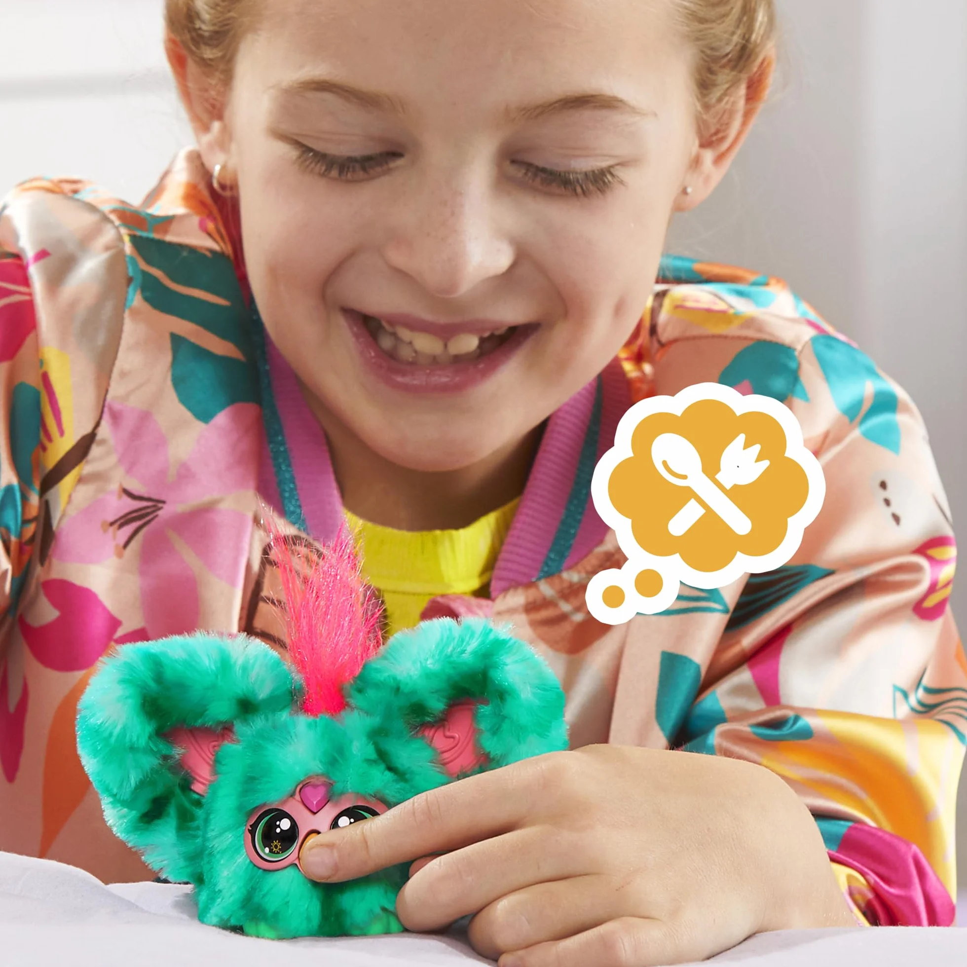 Furby Furblets Miniaturowy przyjaciel Mello-Nee, ponad 45 dźwięków, muzyka w stylu letniego odpoczynku i frazy w j. furbijskim, elektroniczne zabawki pluszowe dla dziewczynek i chłopców