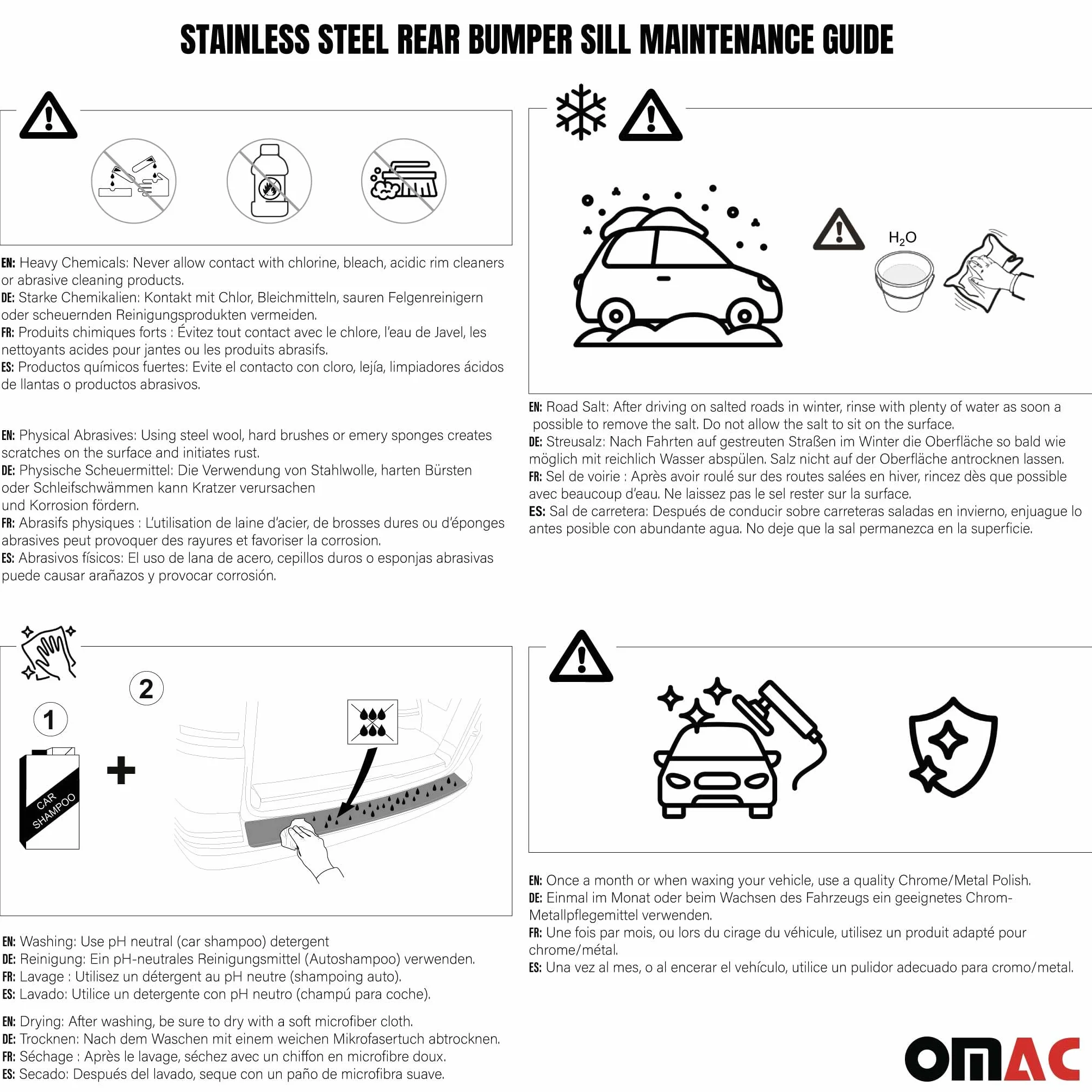 OMAC Listwa Progu Bagażnika Ochrona Zderzaka kompatybilny z Volvo XC60 2018-2026 Stal Nierdzewna Srebrny