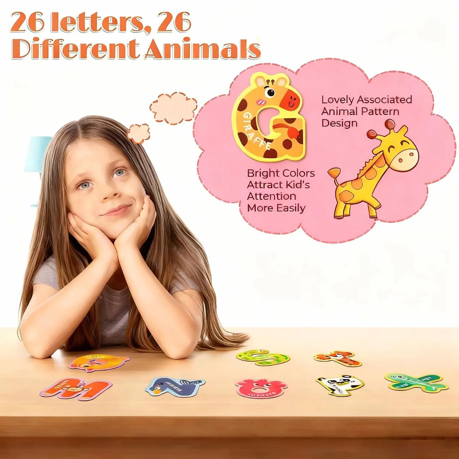 Litery magnetyczne dla dzieci 26 dużych magnesów ABC lodówka ze zwierzętami alfabetu zabawki edukacyjne przedszkole litery magnetyczne wielkie litery magnetyczne zwierzęta dzieci nauka gry