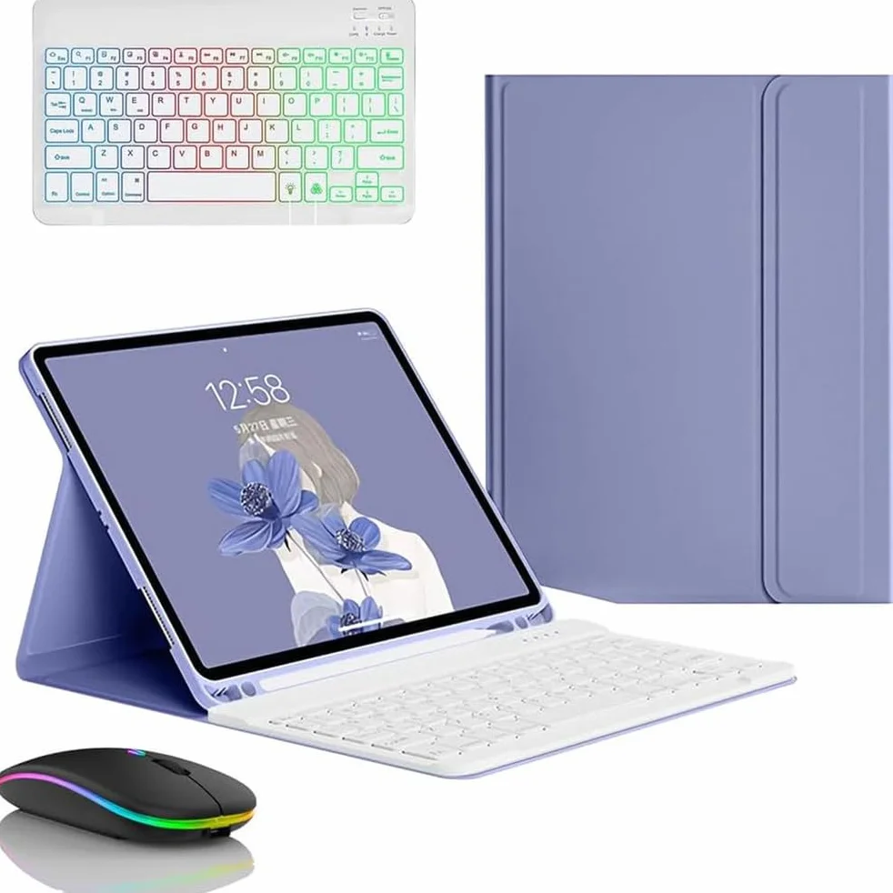 Etui z klawiaturą do Samsung Galaxy Tab S11 Ultra 14,6 cala 2025 (SM-X930/X936B), Zawiera Ñ, Odłączana bezprzewodowa klawiatura z magnetyczną myszką Bluetooth, fioletowy