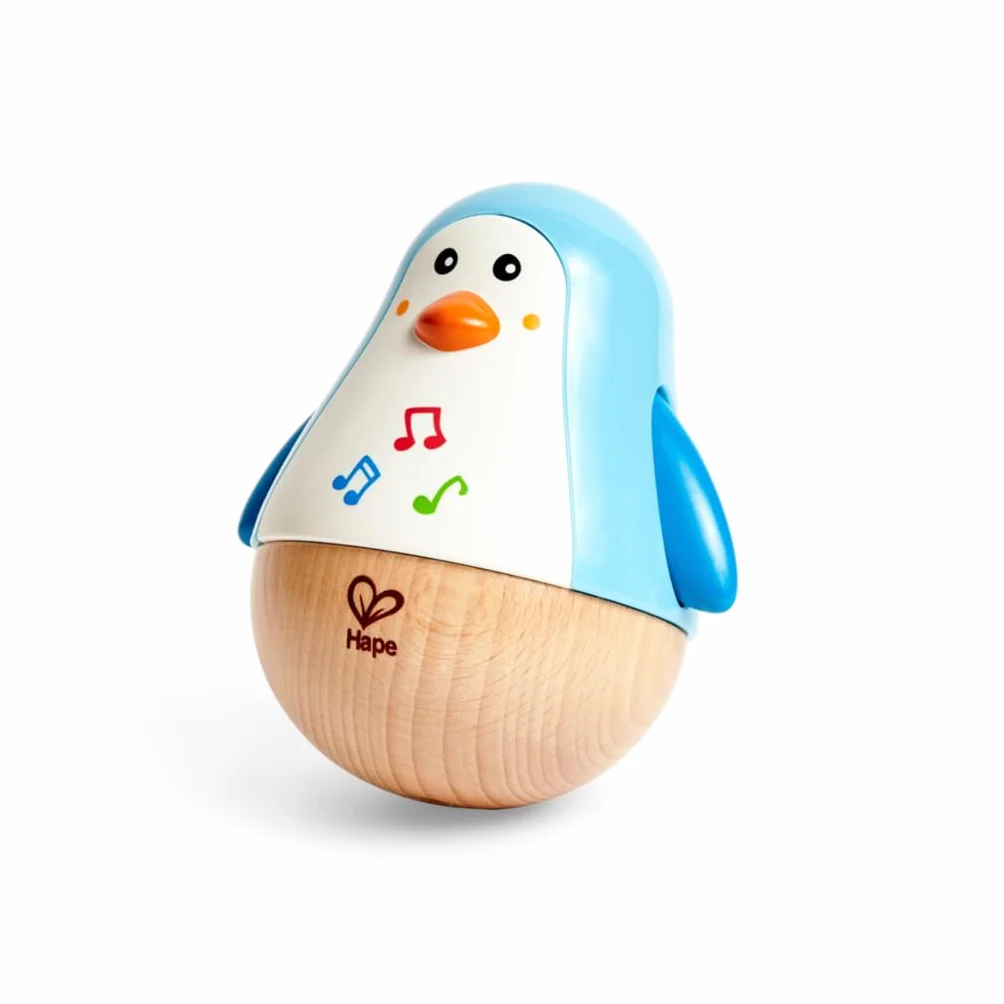Hape Penguin Musical Wobbler, Colourful Wobbling Melody, Roly-Poly Toy for Kids 6 Months+
