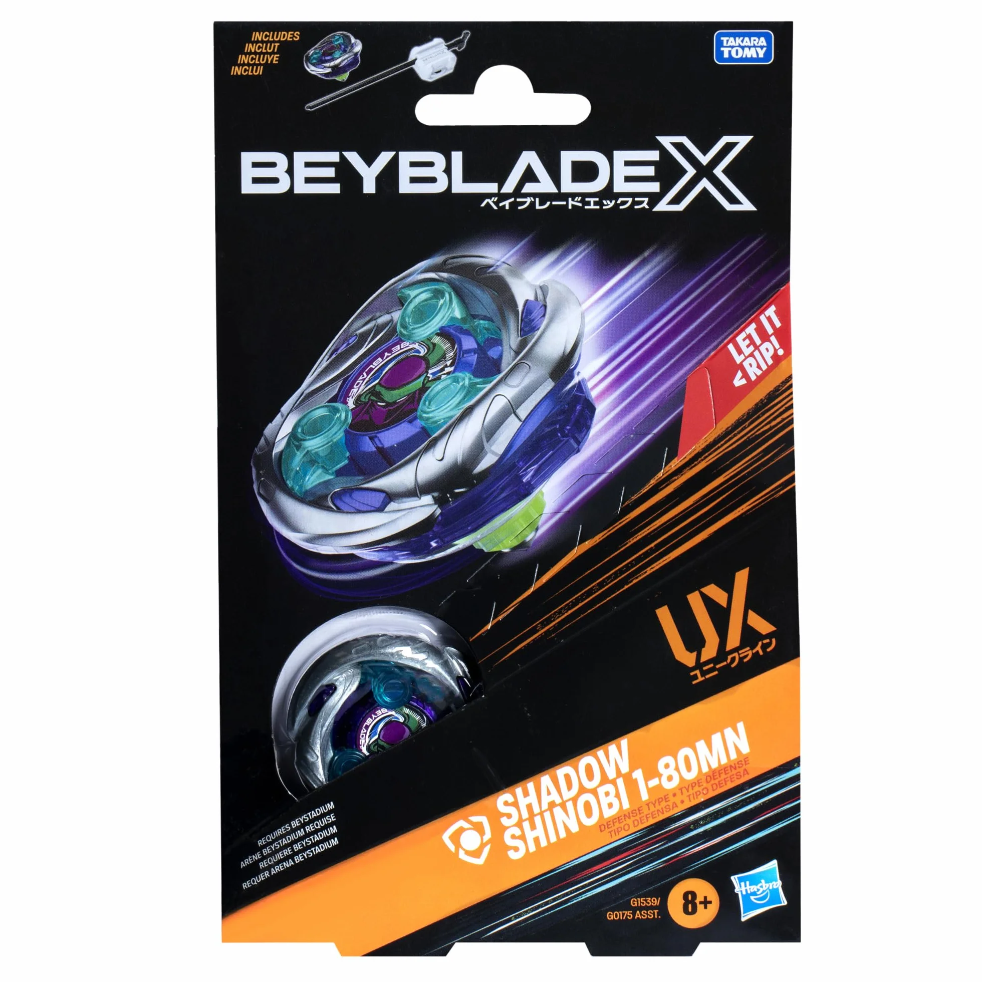 Pakiet startowy Beyblade X Shadow Shinobi 1-80MN UX z bączkiem i wyrzutnią