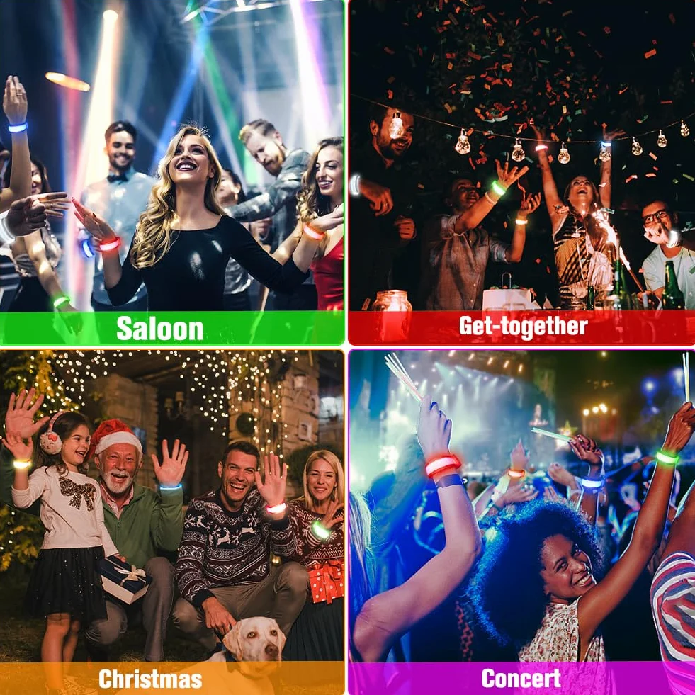 Begonia bransoletka LED, 8 sztuk, świecąca w nocy, do uprawiania sportu, na kemping, imprezę, karnawał, koncert