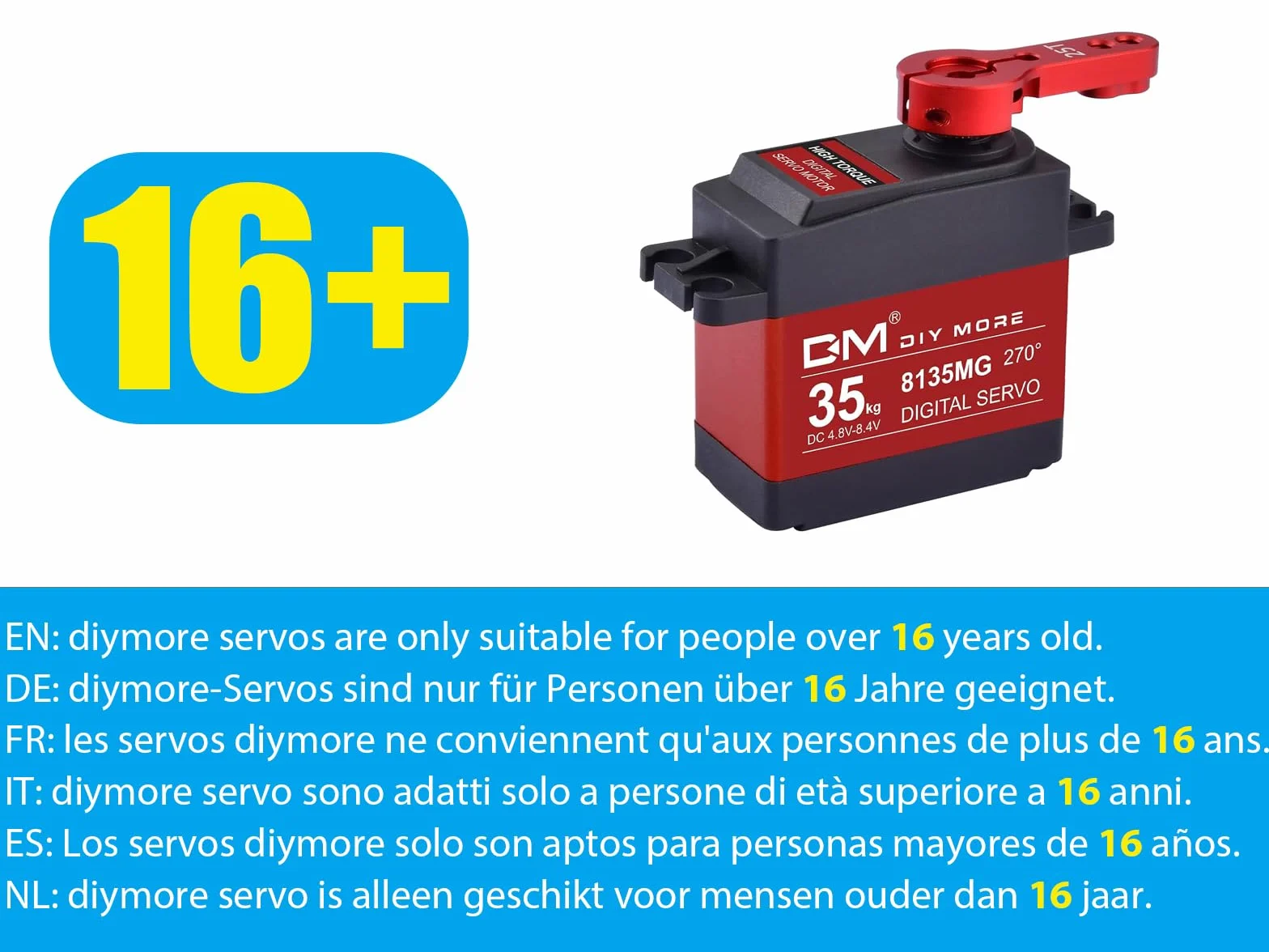 diymore 35 kg, cyfrowy serwo serwo z przekładnią z metalu o wysokim momencie obrotowym, wodoszczelny, do samolotów RC, kąt sterowania 270° [nadaje się tylko dla osób powyżej 16 roku życia]