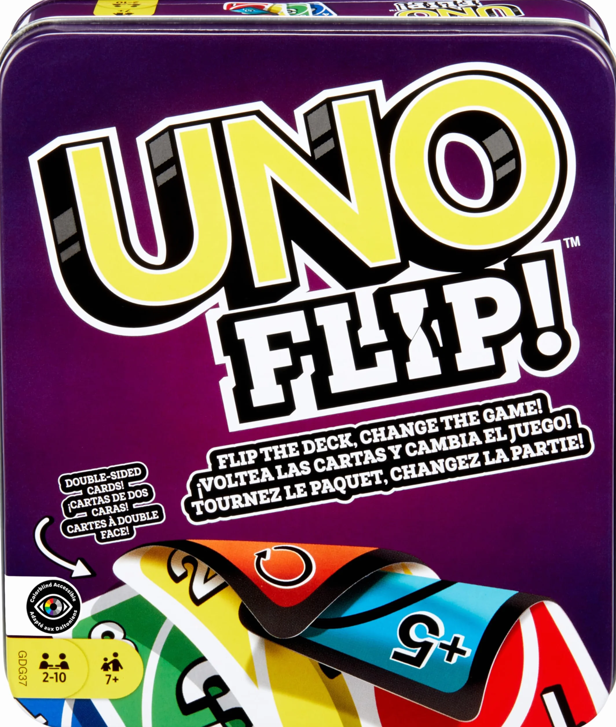 Mattel Games UNO Flip Klasyczna Gra Karciana z Nowym Akcentem w Solidnym Metalowym Pudełku, dla Dzieci od 7 lat, GDG37