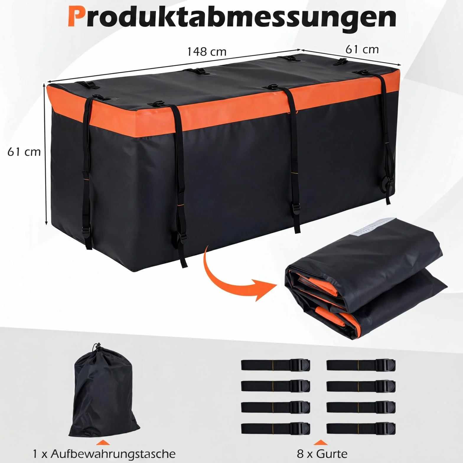 COSTWAY tylny bagażnik na hak holowniczy 550 L wodoodporna składana skrzynka bagażowa 148 x 61 x 61 cm
