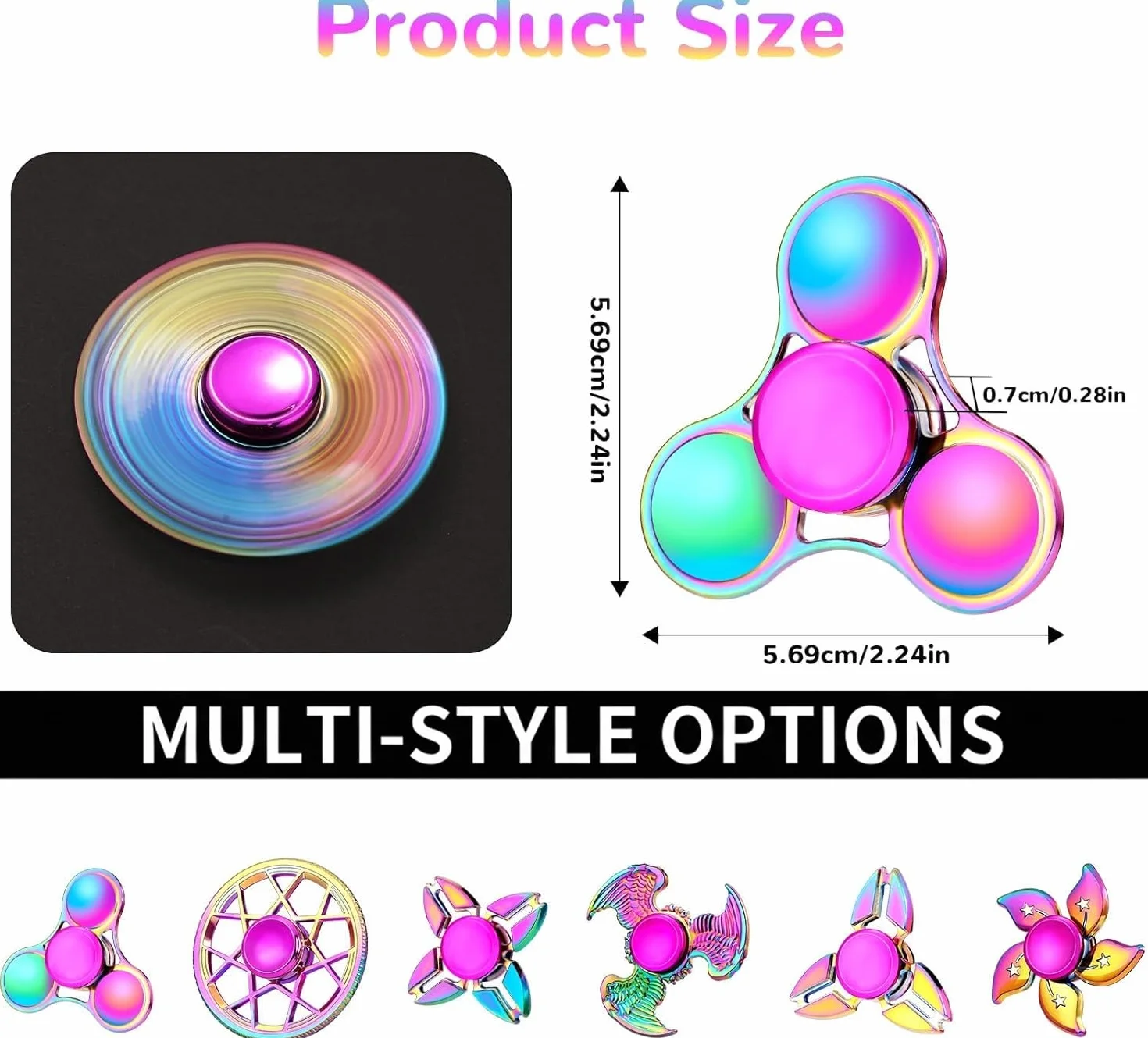 SCIONE Zestaw 6 metalowych fidget spinnerów - Premium zabawki sensoryczne na ADHD i łagodzenie niepokoju | Ciche zabawki dla dzieci i dorosłych | Prezent urodzinowy i imprezowy