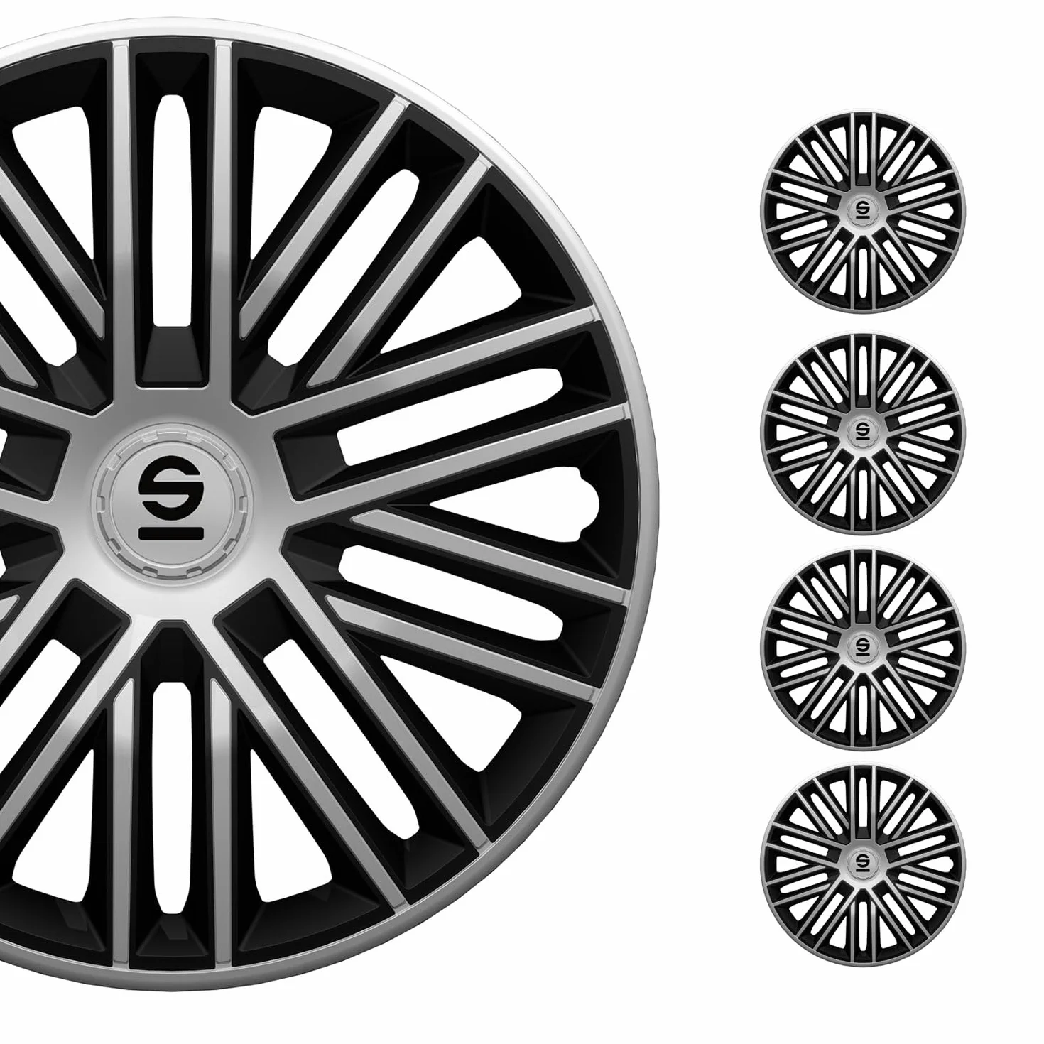 SPARCO SPC1585SVBK Zestaw Kołpak srebrny czarny