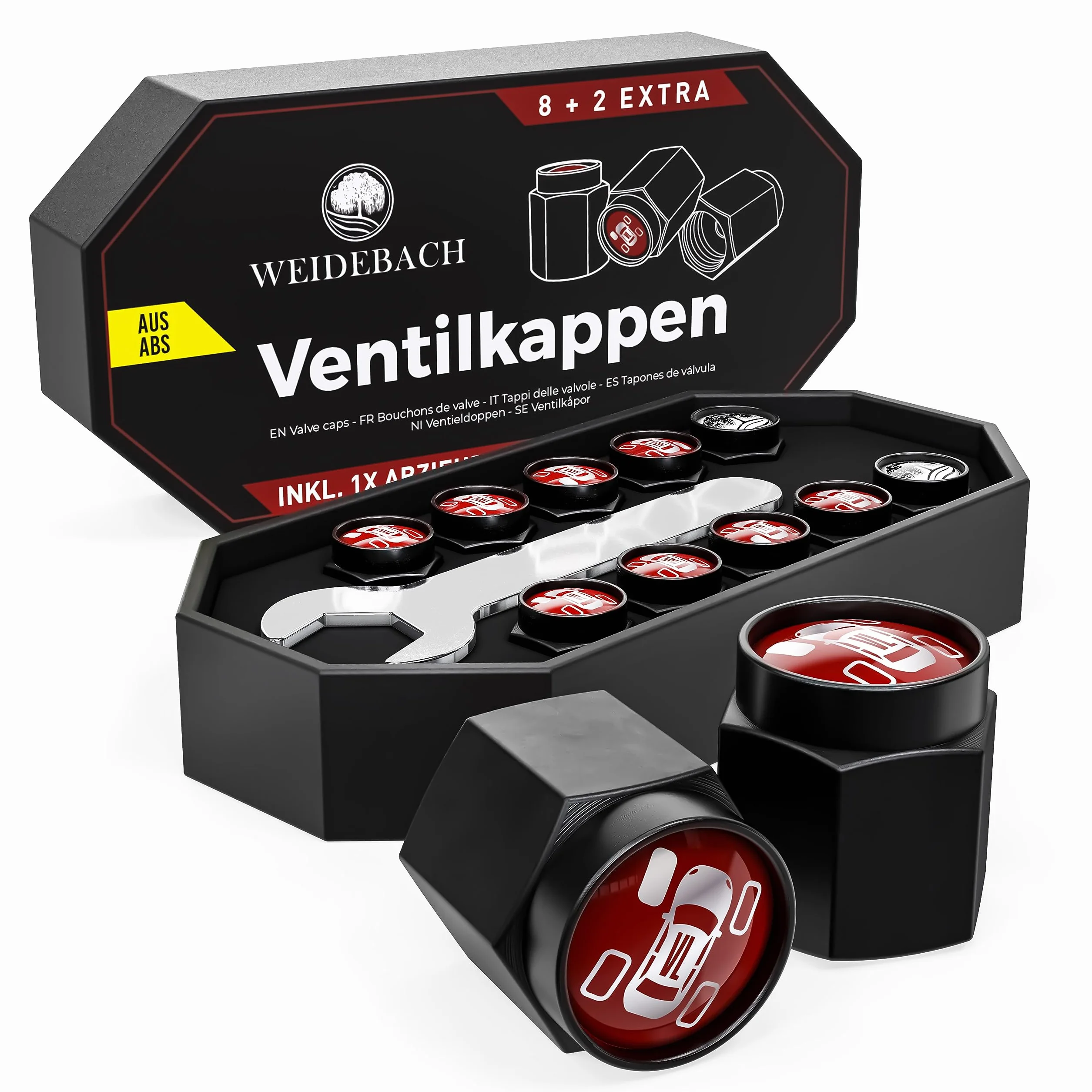 WEIDEBACH® Sześciokątne Zaślepki Zaworów Opakowanie 10 Sztuk Antypoślizgowe