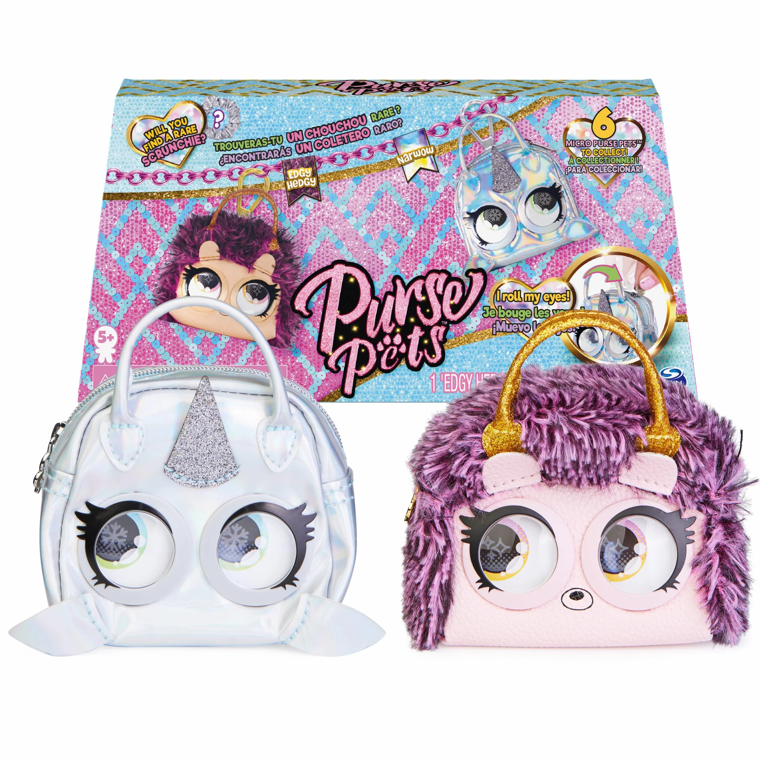 Purse Pets Mikro-zestaw 2 mikrofonów - mini torebka w formacie towarzysza - 2 małe zwierzęta do zawieszenia na dźwięku lub pasku - Poruszają oczy - 6064161 - Zabawka dla dzieci od 5 lat
